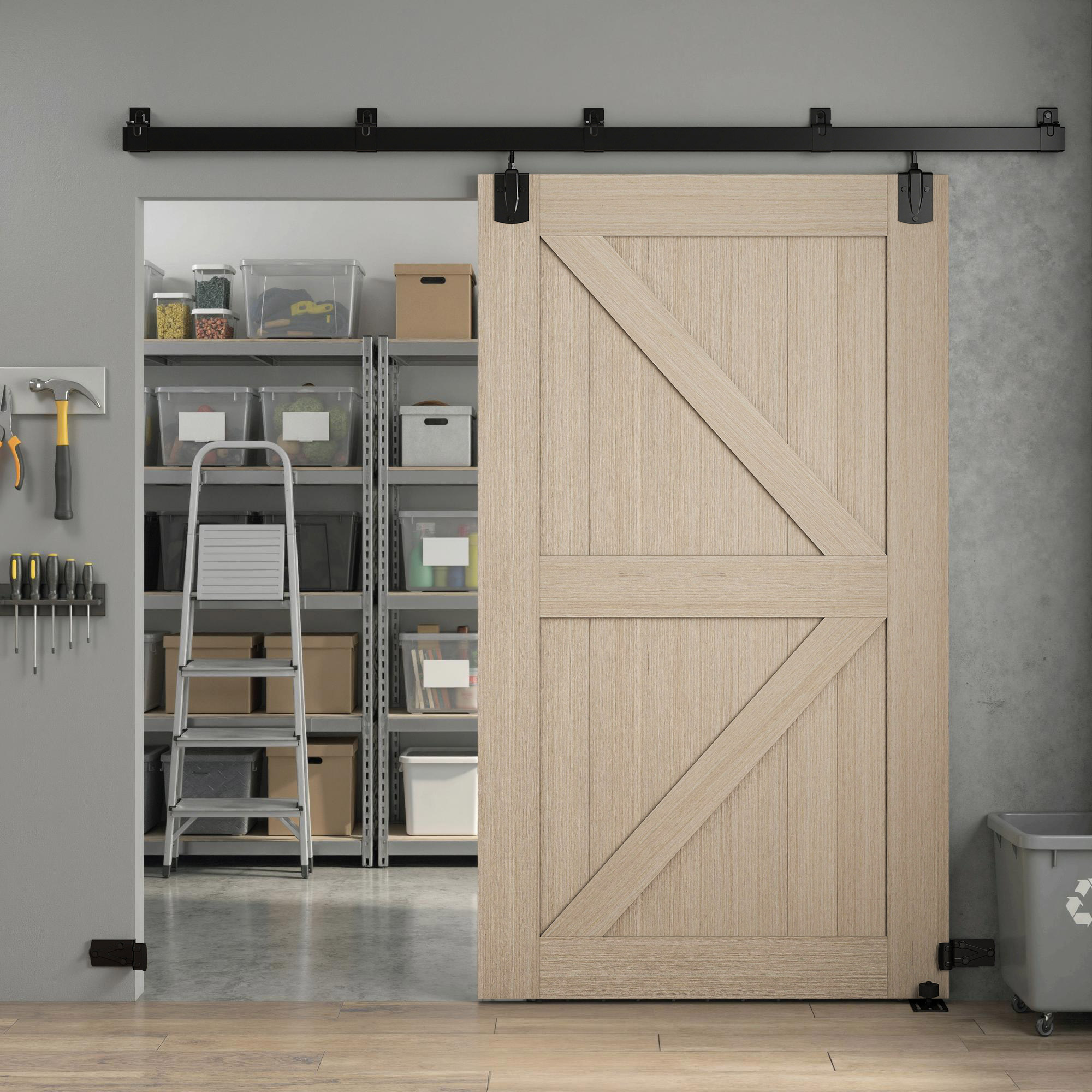 Libisevate uste furnituuri komplekt, 244 cm, must