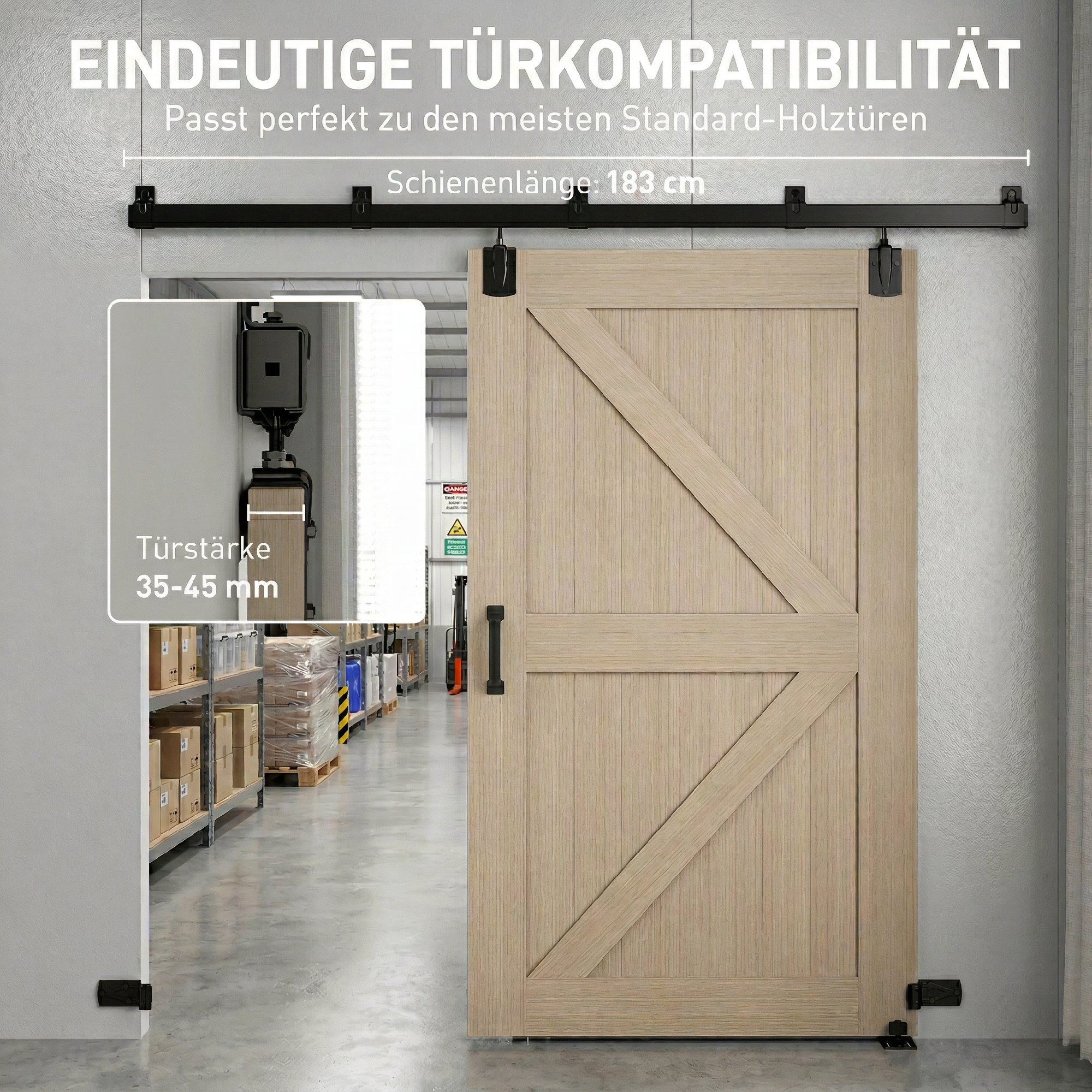 Libisevate uste furnituuri komplekt, 244 cm, must