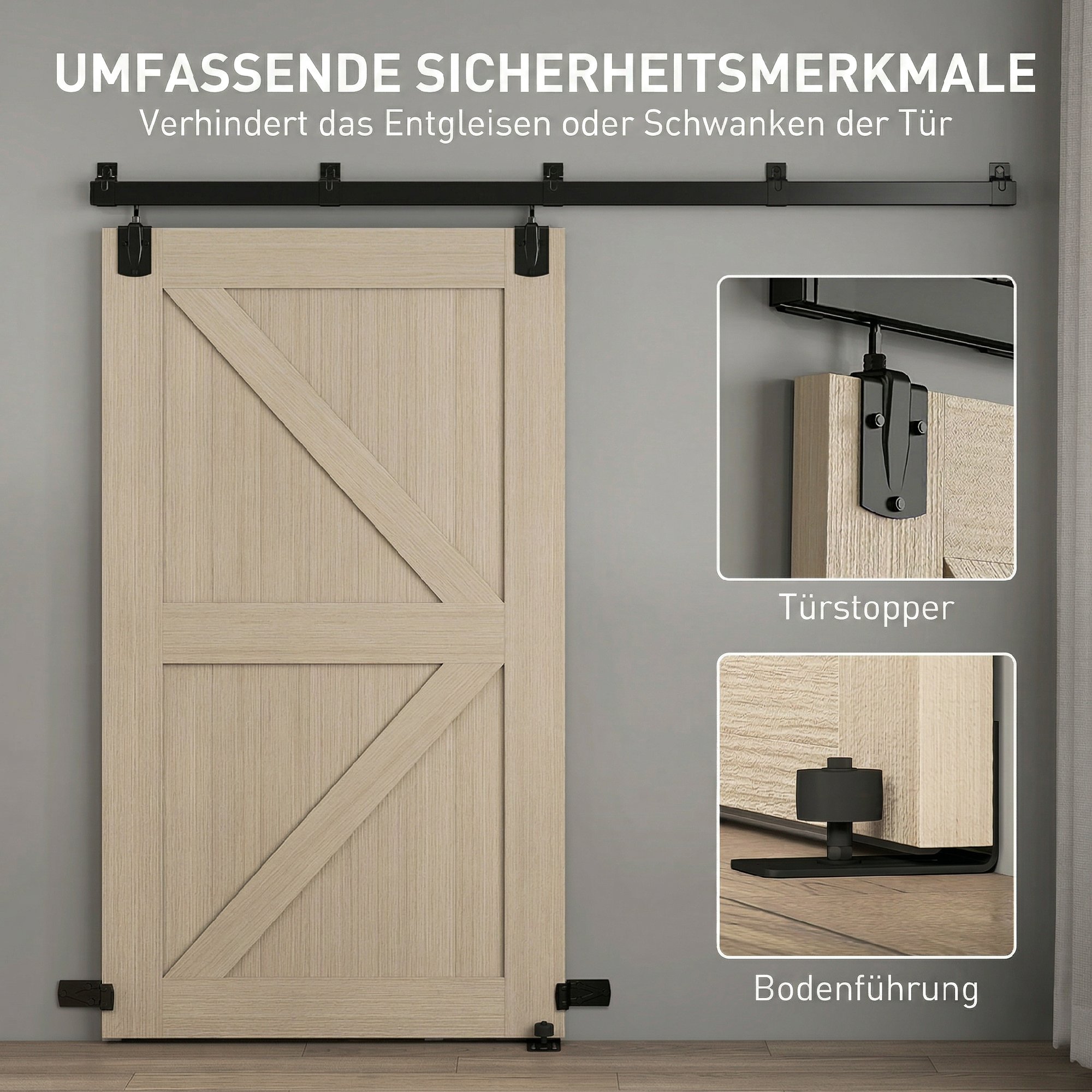 Libisevate uste furnituuri komplekt, 244 cm, must