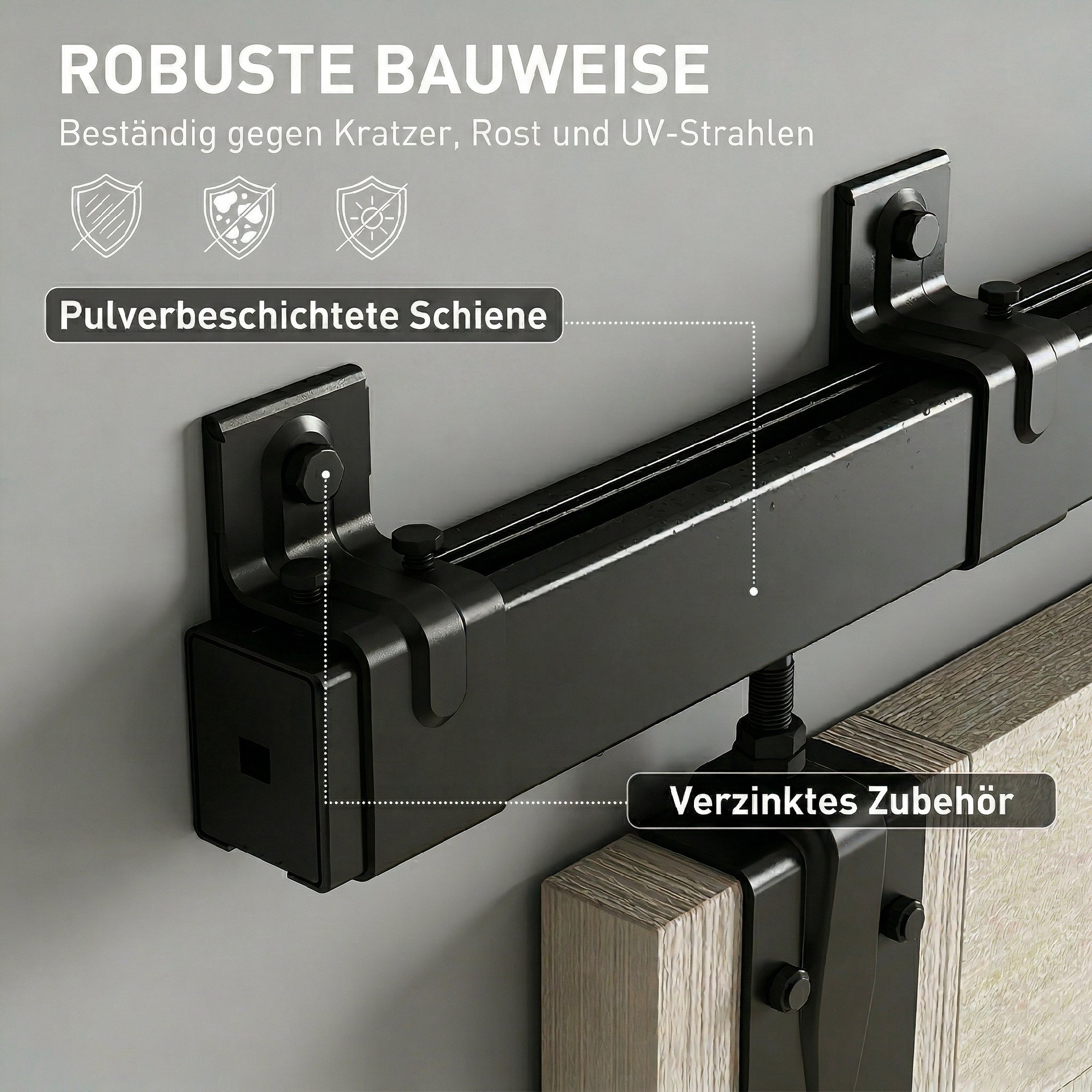 Libisevate uste furnituuri komplekt, 244 cm, must