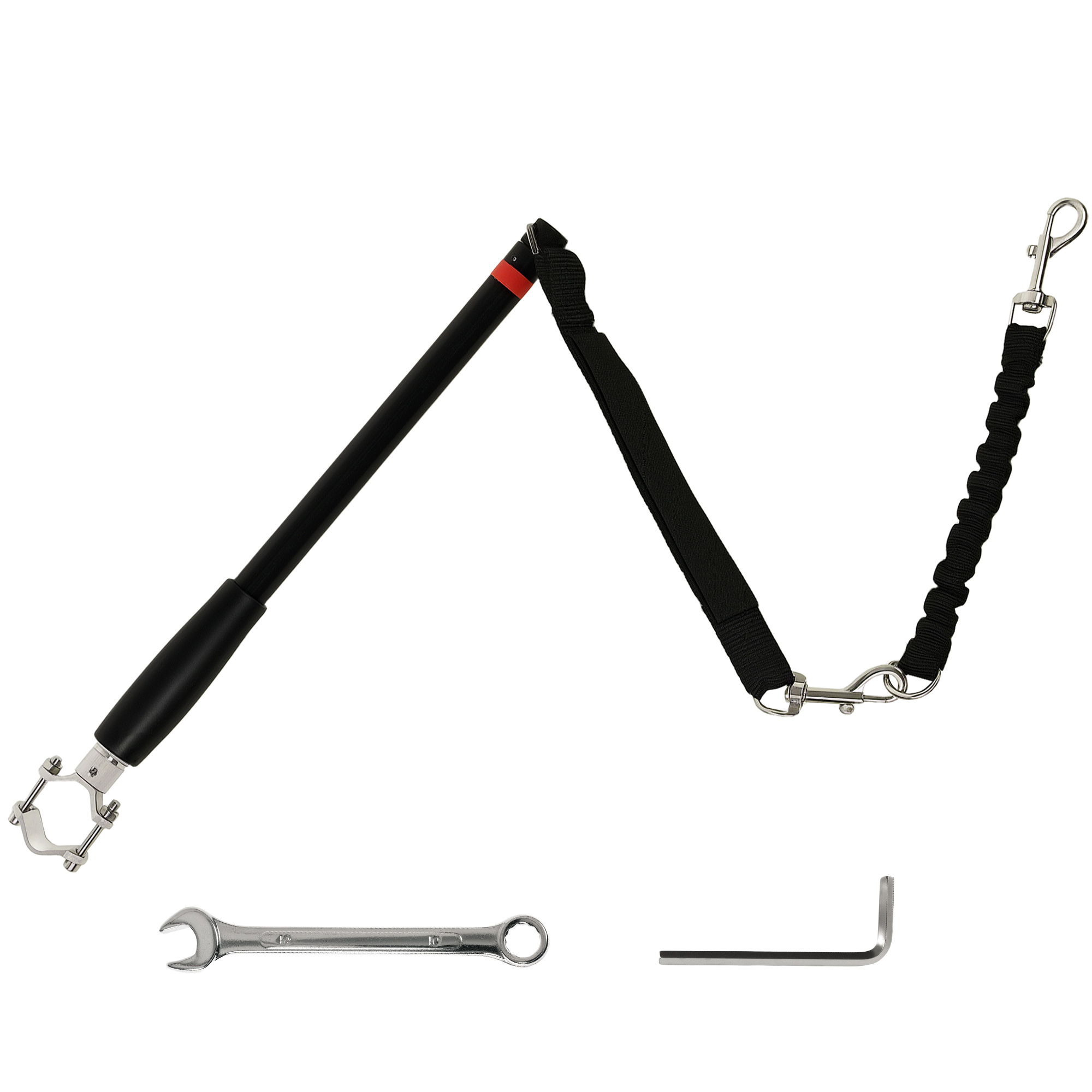 Jalgratta koerarihm, elastne köis, terastoru, 124 cm, must
