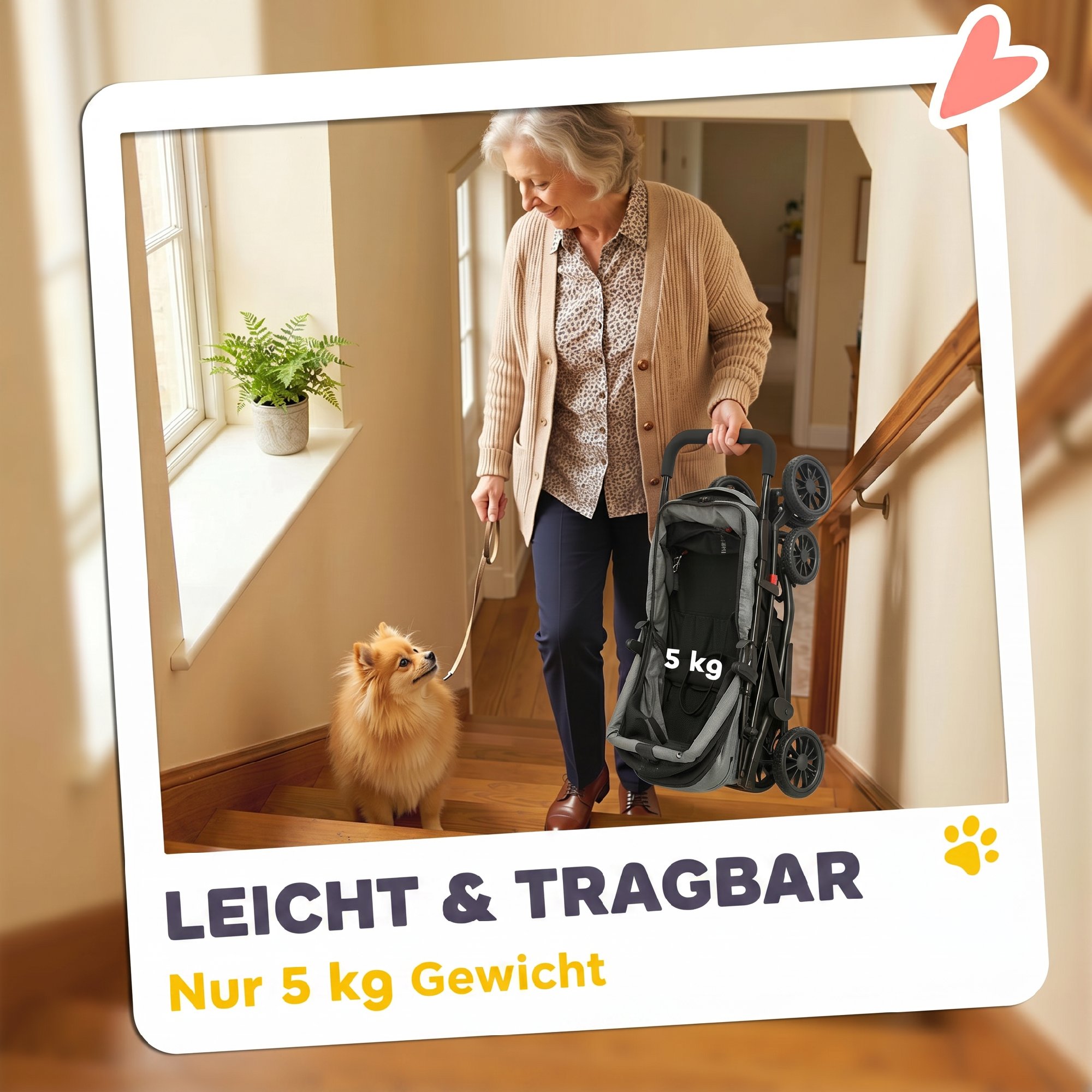 Kokkupandav koerakäru padja, võrgust akende ja joogitopsihoidjaga, hall, kuni 10 kg