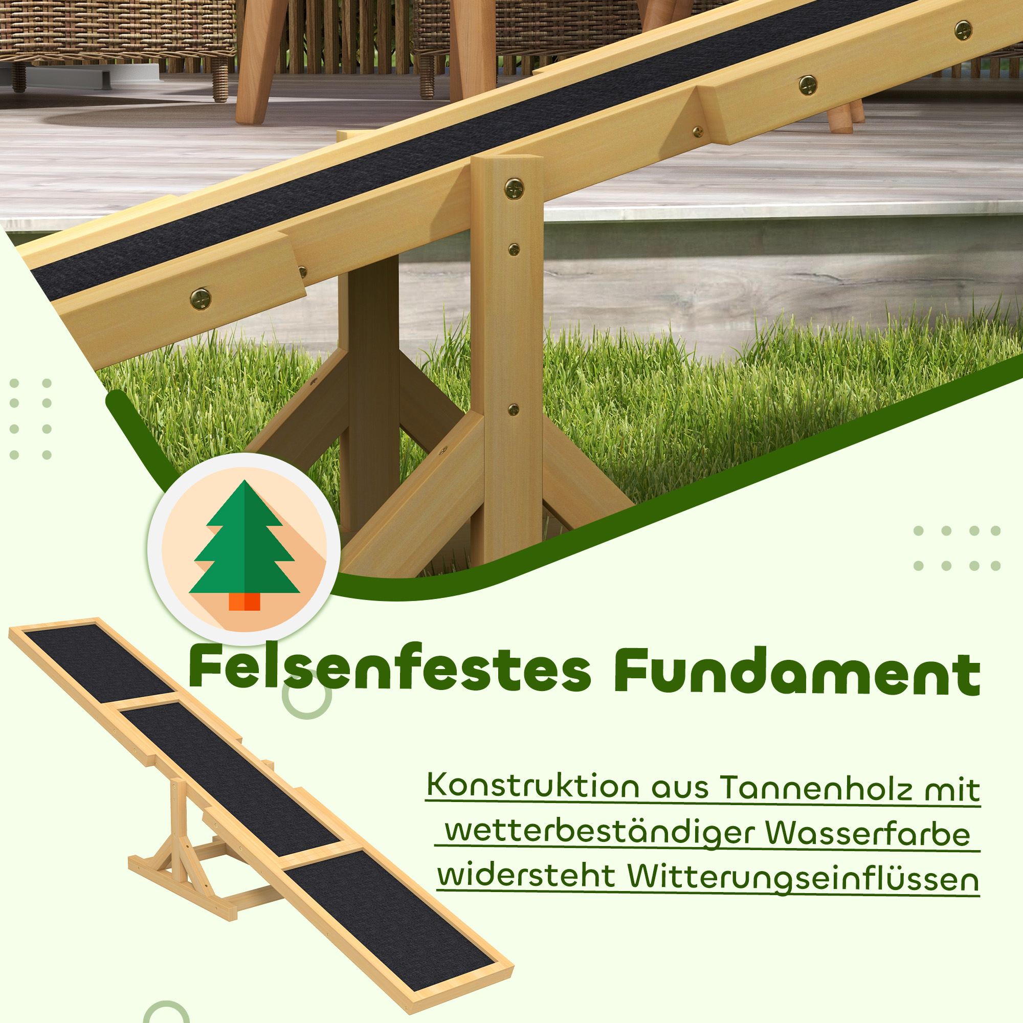 Koerte agility kiik, libisemisvastane pind, kollane, 180 x 30 x 30 cm