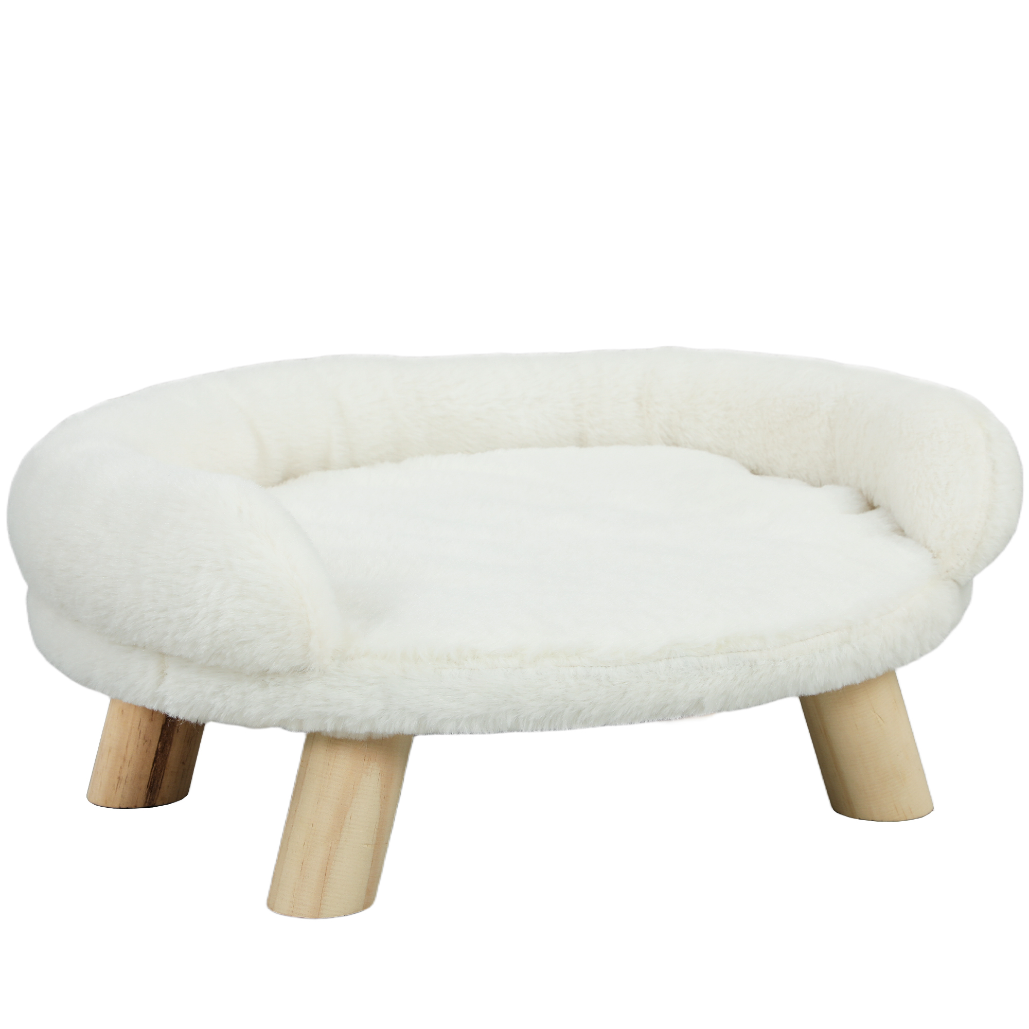 Lemmiklooma voodi kassidele ja koertele kuni 5 kg / 30 cm, pestav plüüsikate, kreemvalge, 47 x 40 x 20 cm