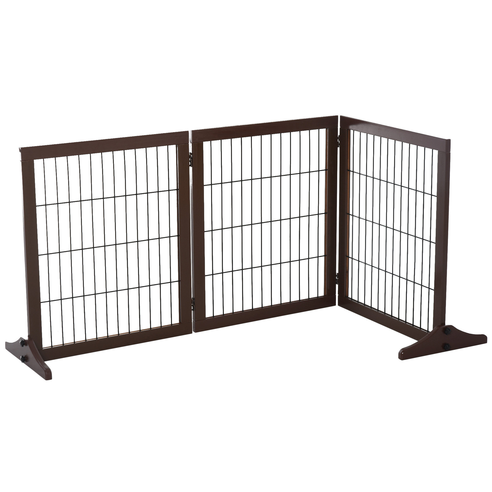 Vabalt seisvad koeraväravad, 3 osa, 185 x 36 x 71 cm, pruun, männipuit