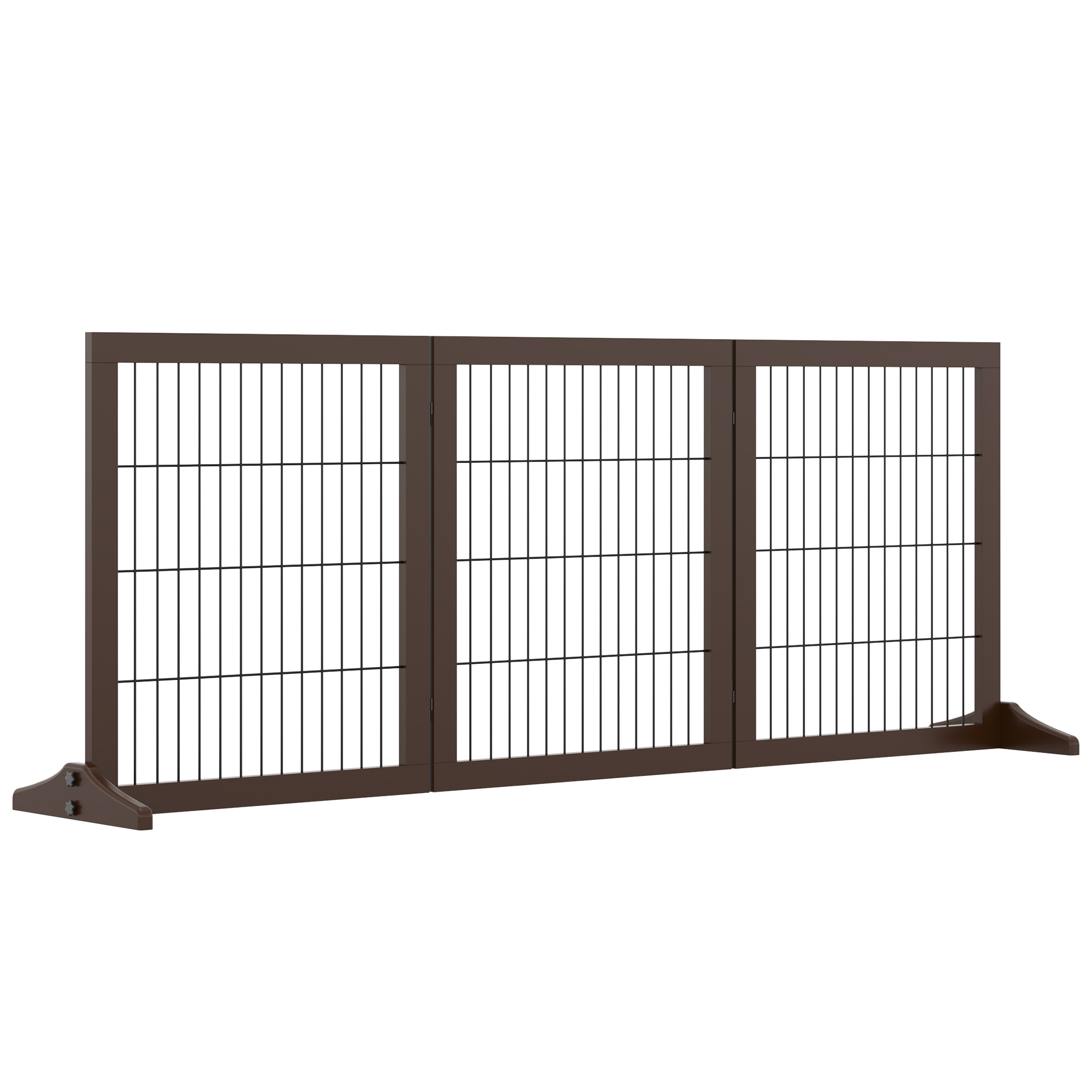 Vabalt seisvad koeraväravad, 3 osa, 185 x 36 x 71 cm, pruun, männipuit