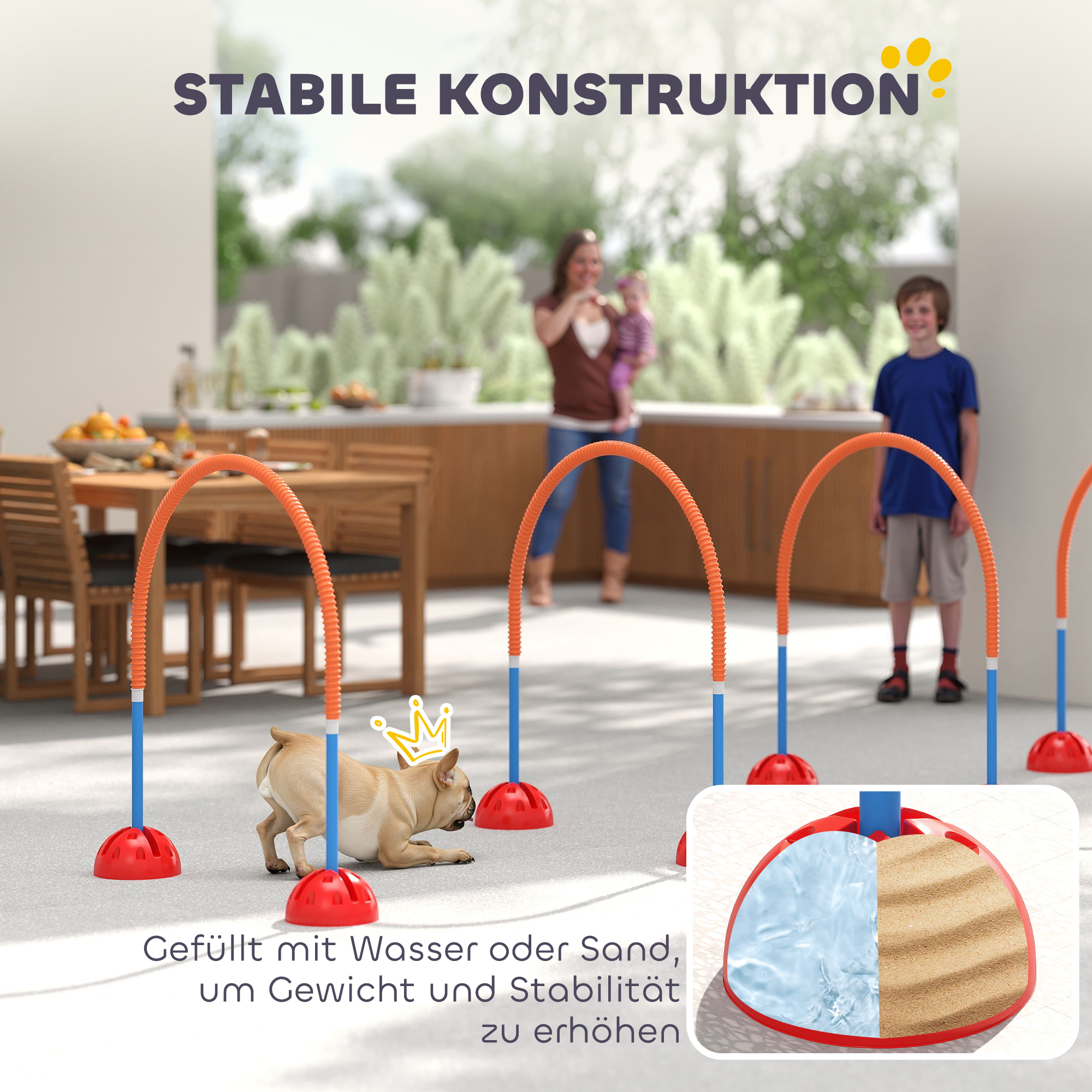 4-osaline koera agility treeningkomplekt 4 väravaga, reguleeritav laius, kandekott, sinine