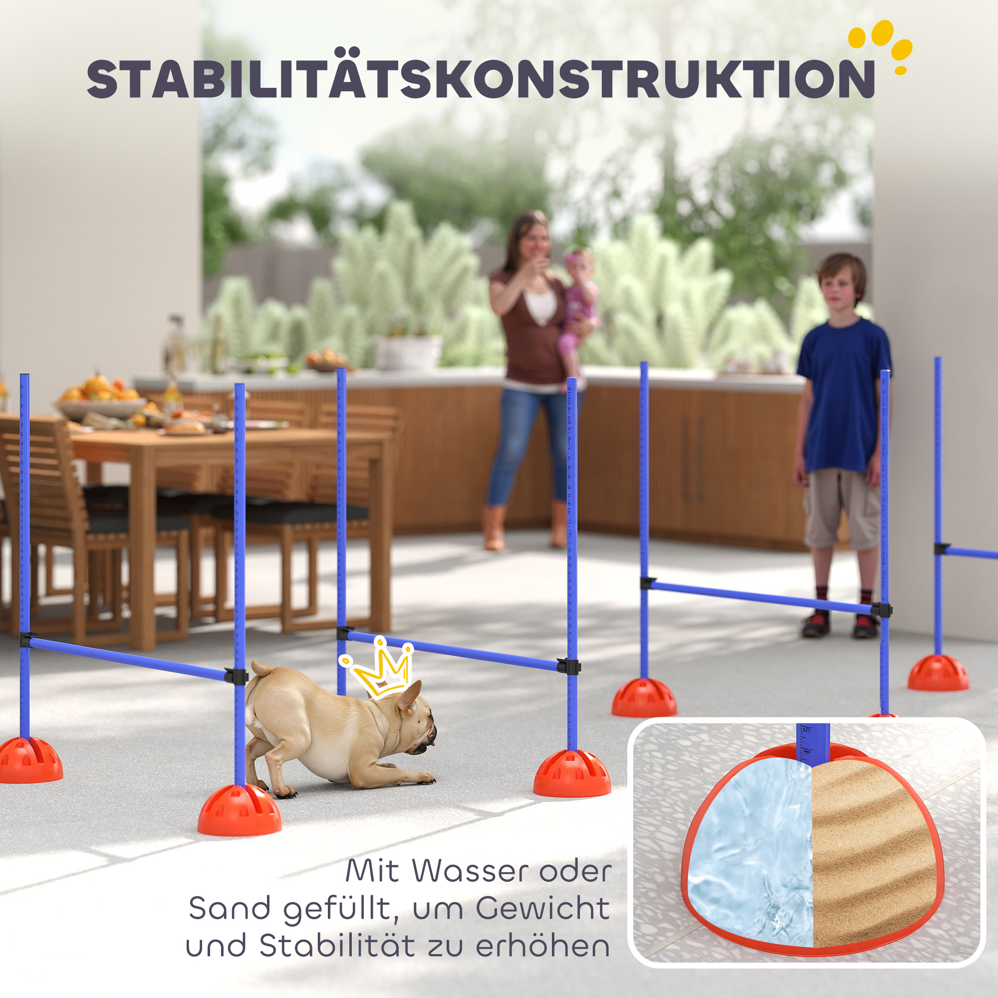 4-osaline koera agility komplekt 4 tõkke ja kandekotiga, sinine