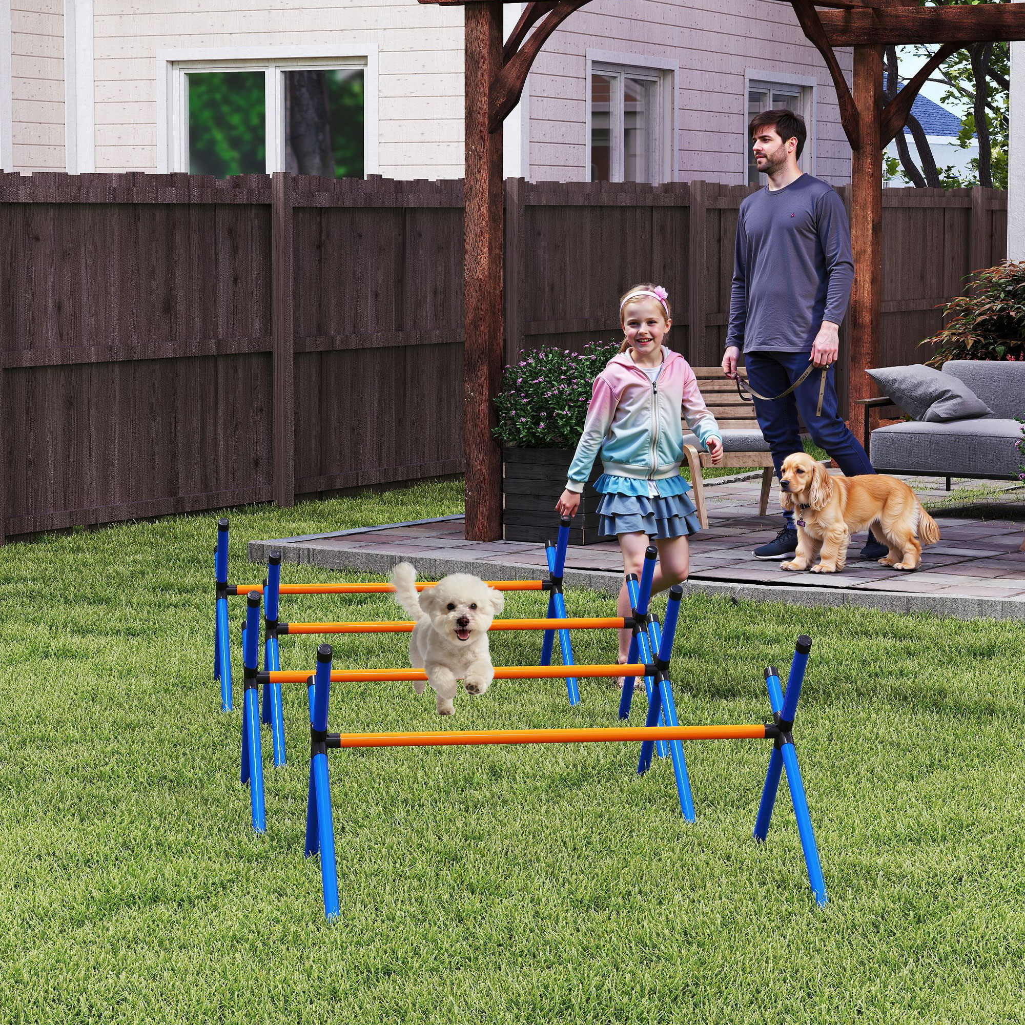 4-osaline koerte agility komplekt, oranž, sinine, must, 87 x 56 x 41 cm