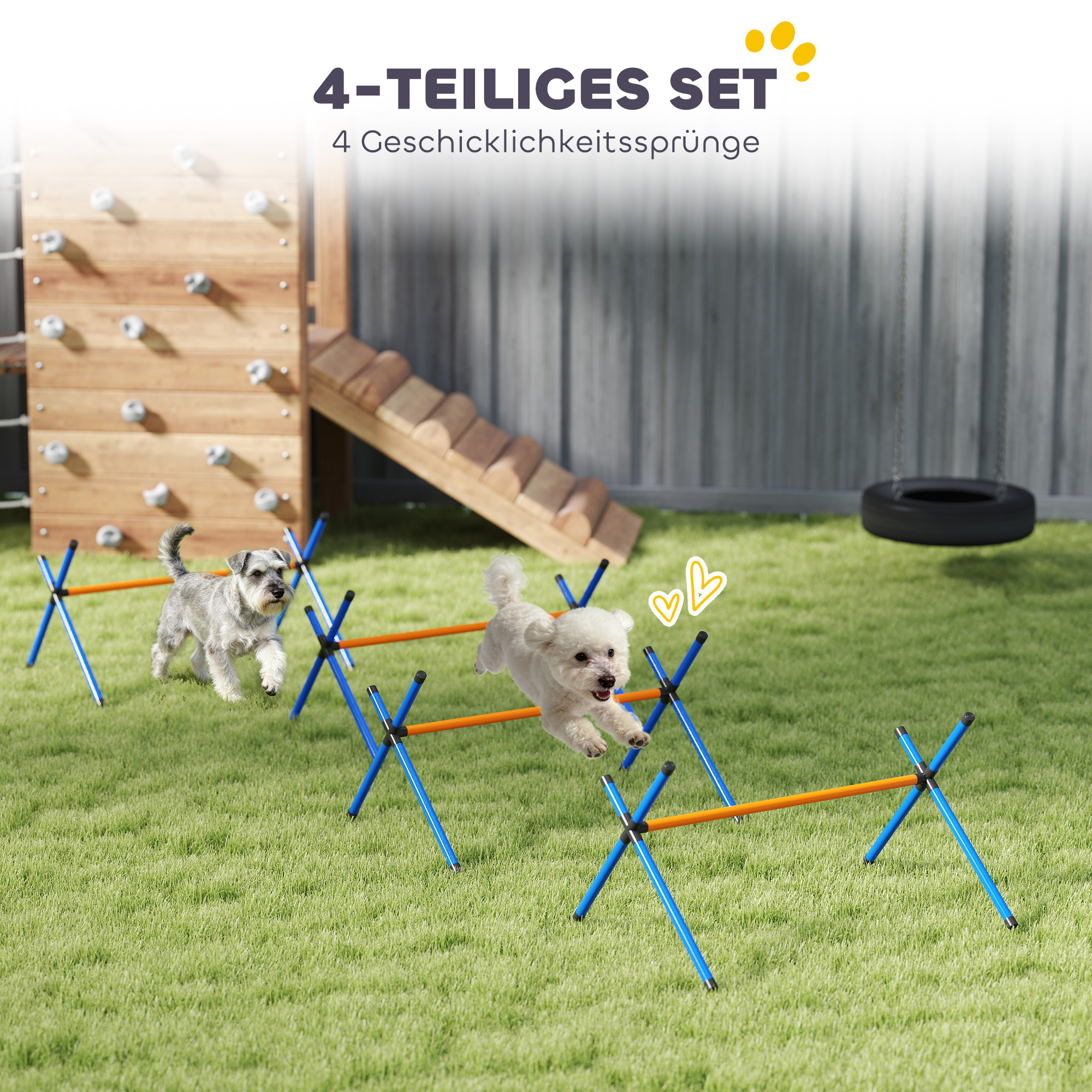 4-osaline koerte agility komplekt, oranž, sinine, must, 87 x 56 x 41 cm
