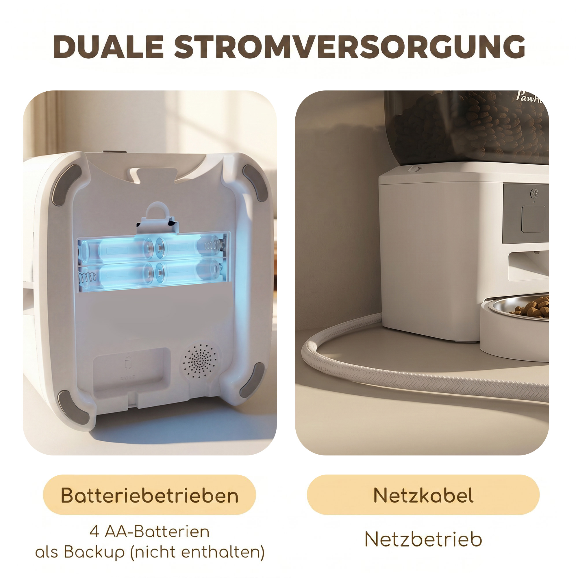 Automaatne lemmikloomade söötja, 2,4 GHz Wi‑Fi, 4 l, valge / läbipaistev must, 35 x 18,5 x 30,5 cm