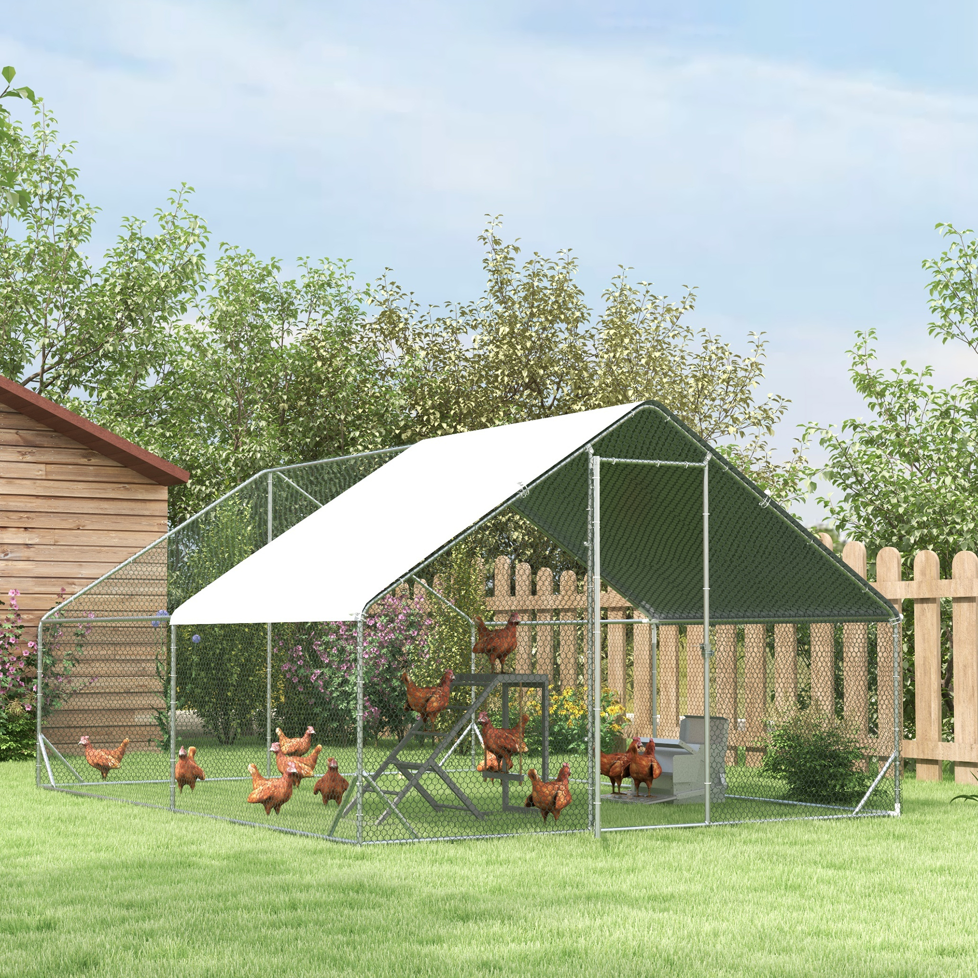 Kanalaaed vabapidamiseks ja katusega, 3 x 4 x 2 m, hõbedane, hall