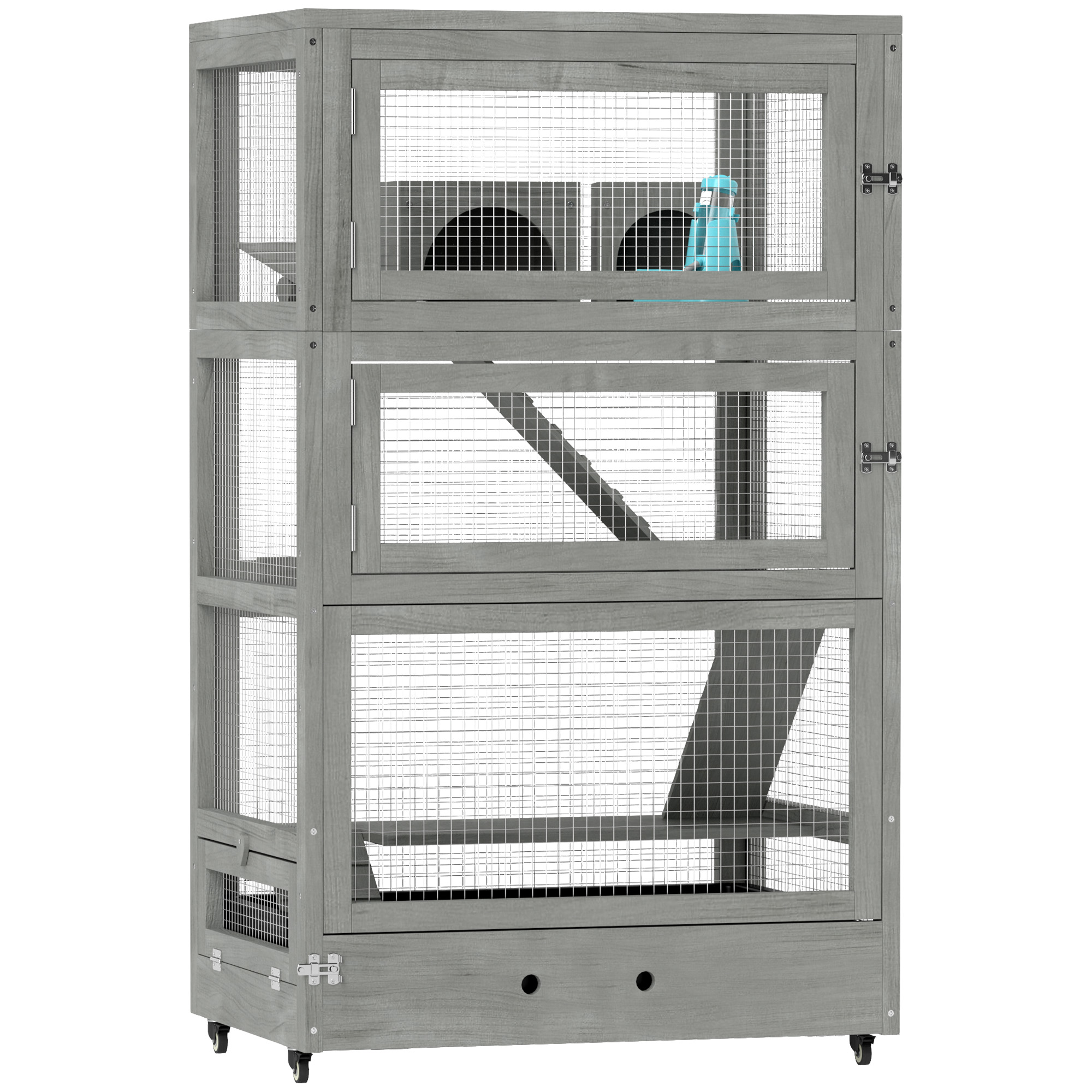 4-korruseline puidust hamstri puur, hall, 65 x 45 x 109 cm