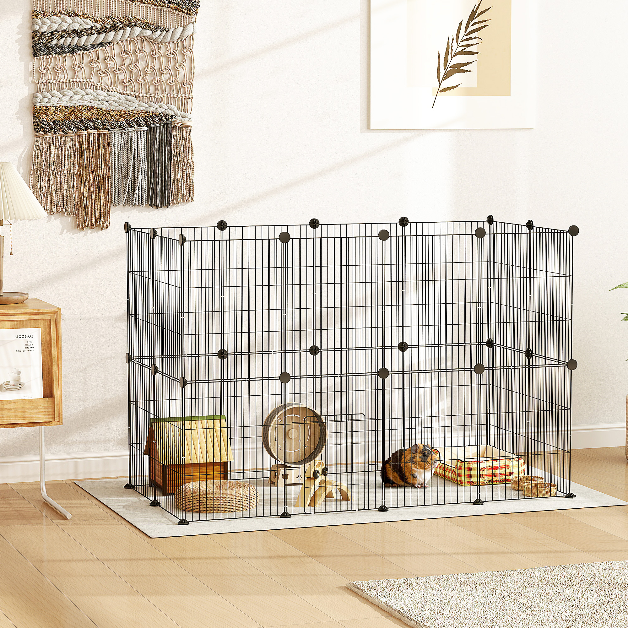 Väikeloomade puur, väliaedik, moodulkonstruktsioon, 0,72 m², teras, must
