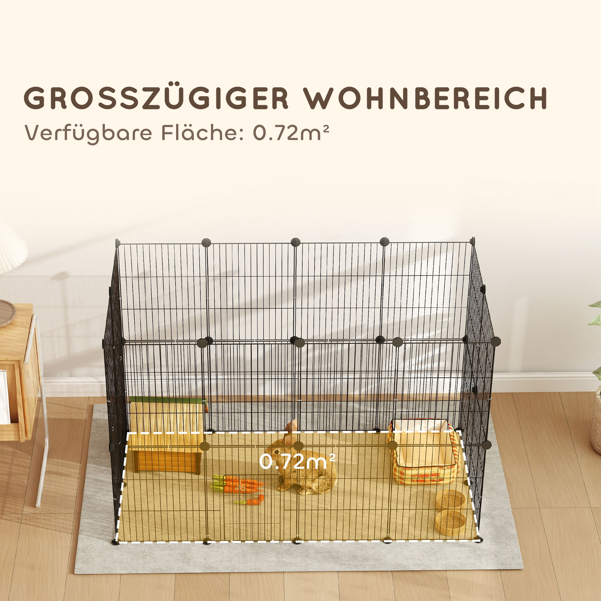 Väikeloomade puur, väliaedik, moodulkonstruktsioon, 0,72 m², teras, must