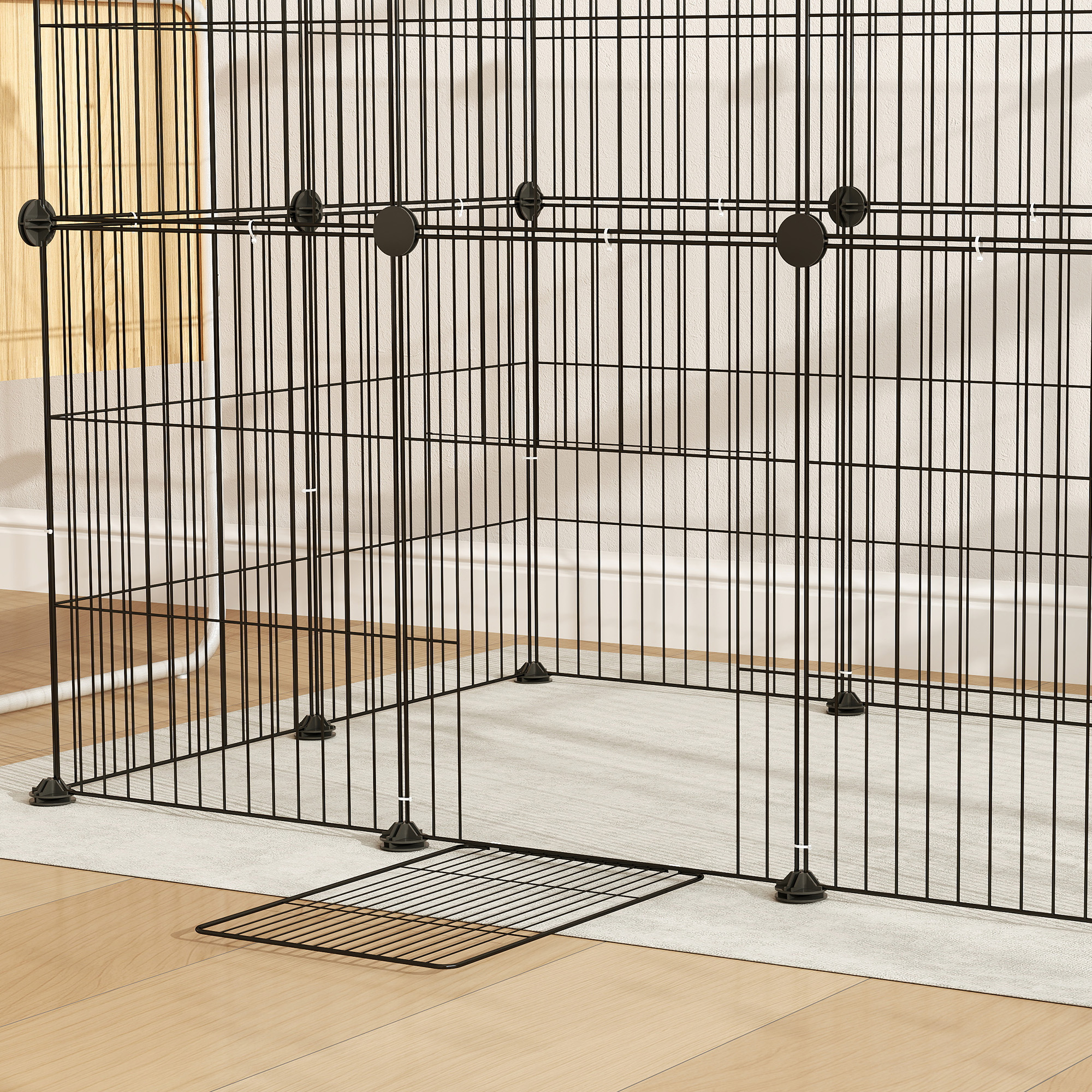 Väikeloomade puur, väliaedik, moodulkonstruktsioon, 0,72 m², teras, must