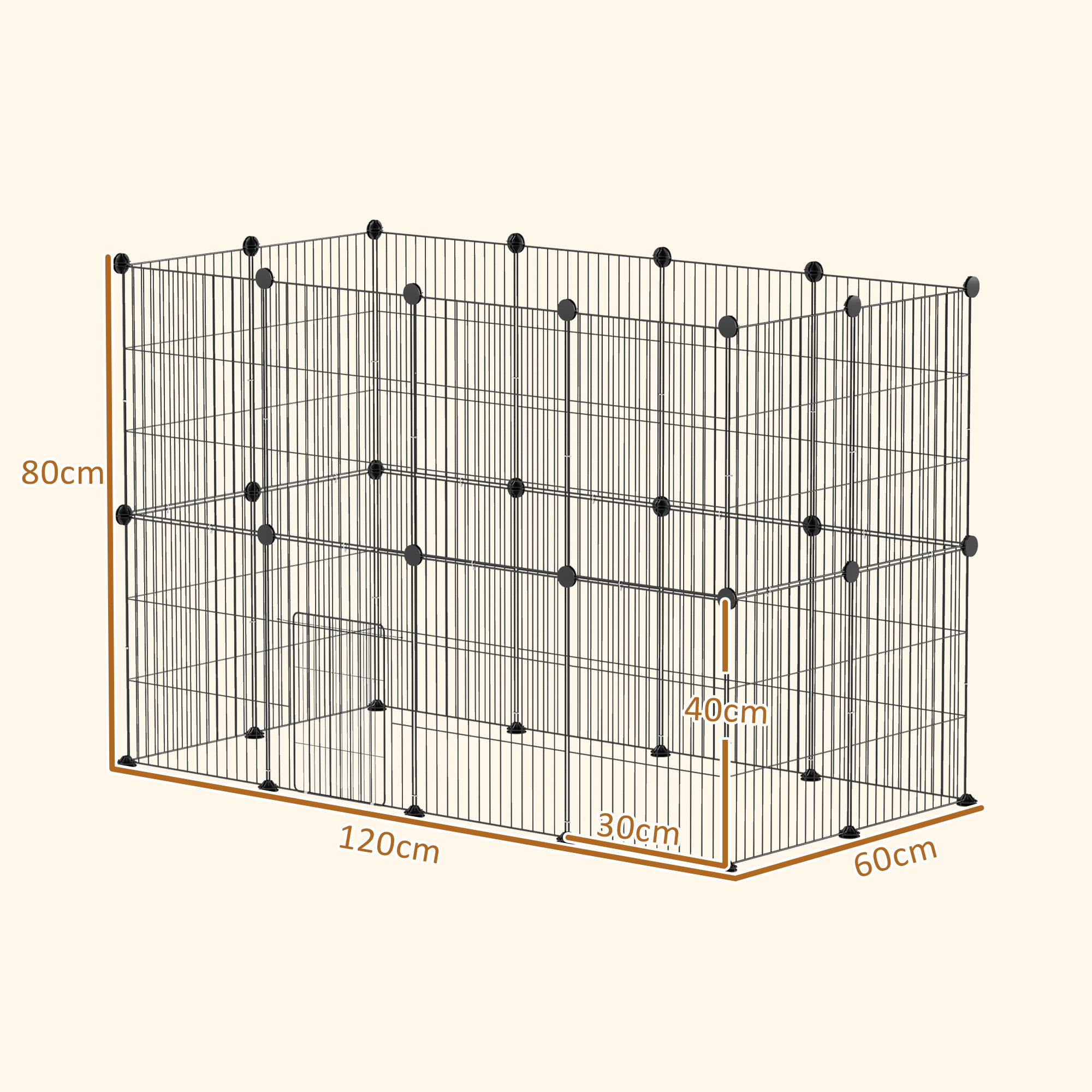 Väikeloomade puur, väliaedik, moodulkonstruktsioon, 0,72 m², teras, must