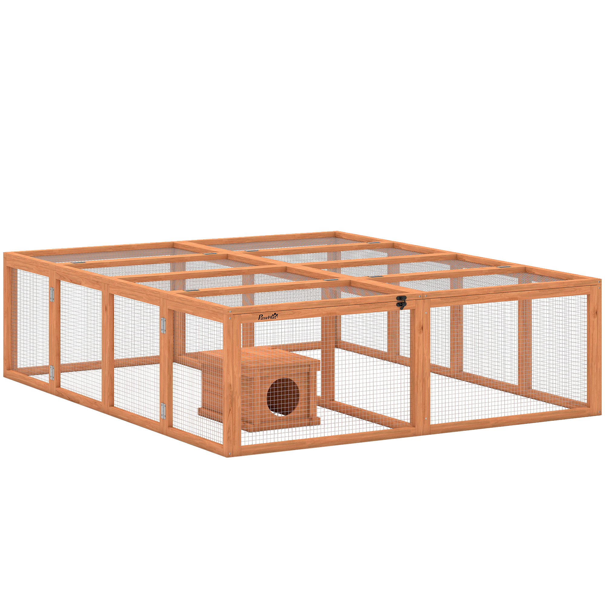 Küülikupuur välialaga, puit, oranž, 180,4 x 150 x 48 cm