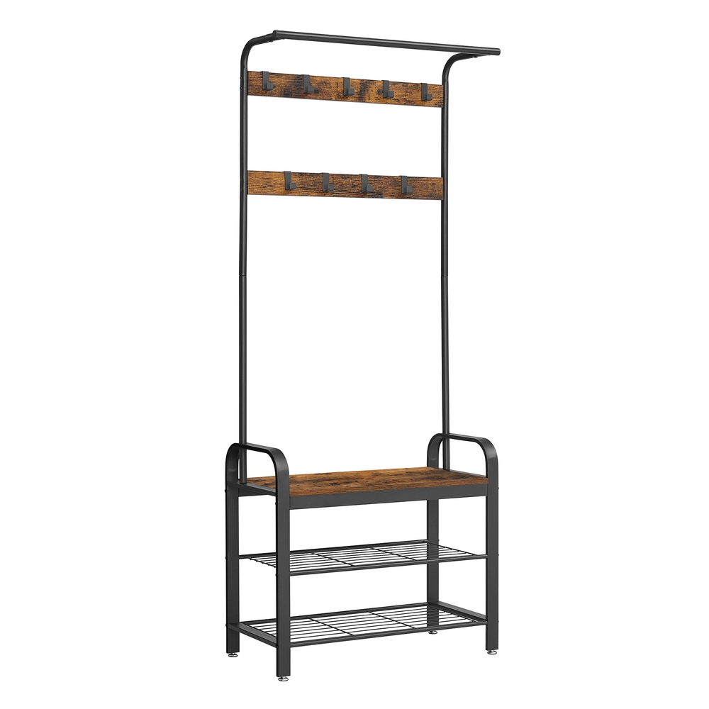Esikunagi pingiga, 72 x 183 x 33,7 cm, teras ja puitlaastplaat, pruun-must