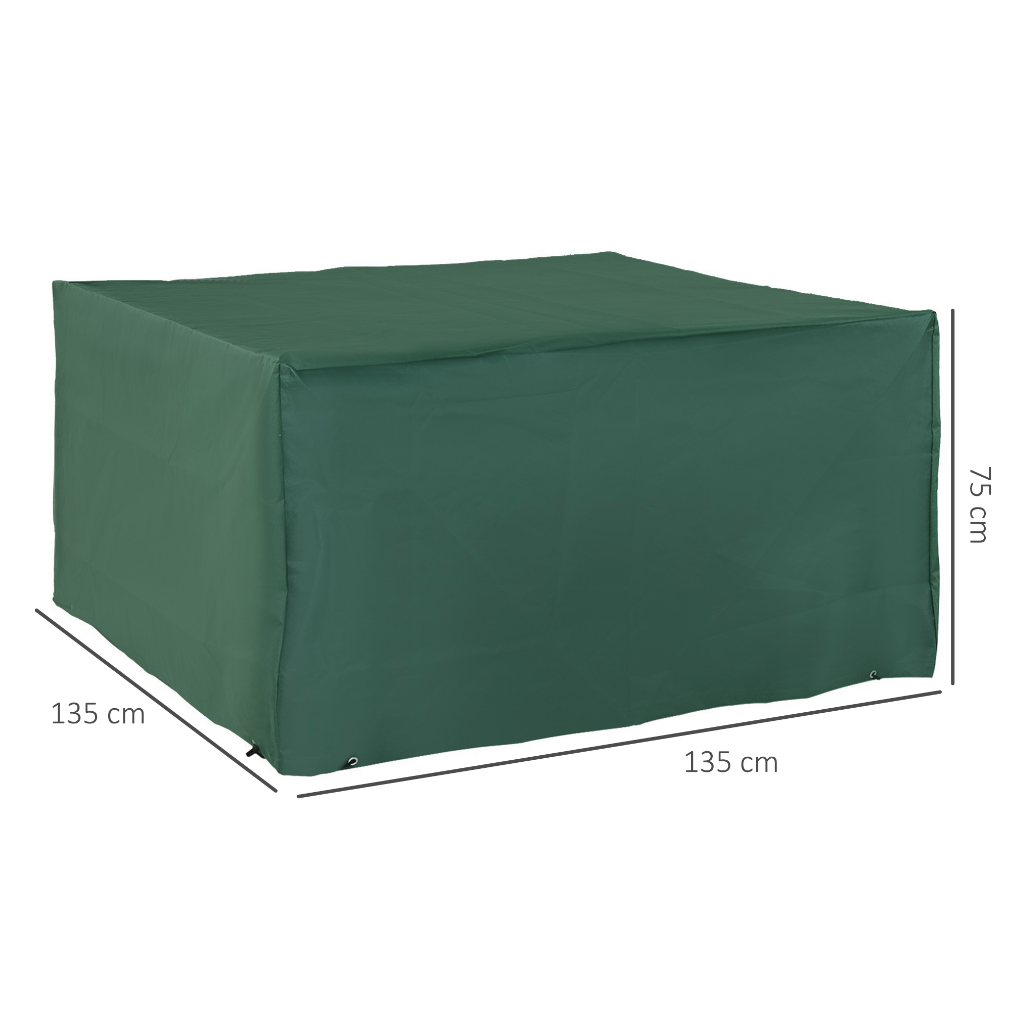 Roheline 600D aiamööblikate kinnitusnööriga, 135 × 135 × 75 cm