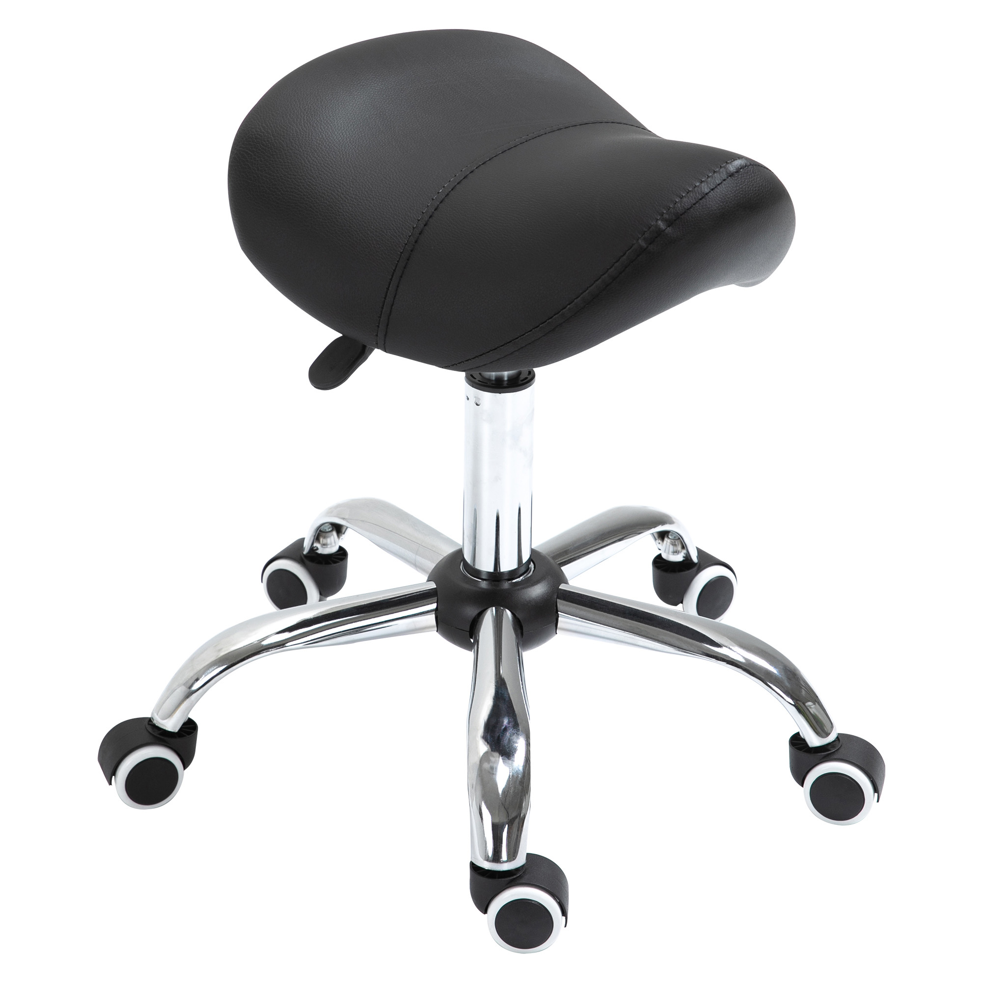 Reguleeritav sadultaburet ratastel, must, 49-61 cm