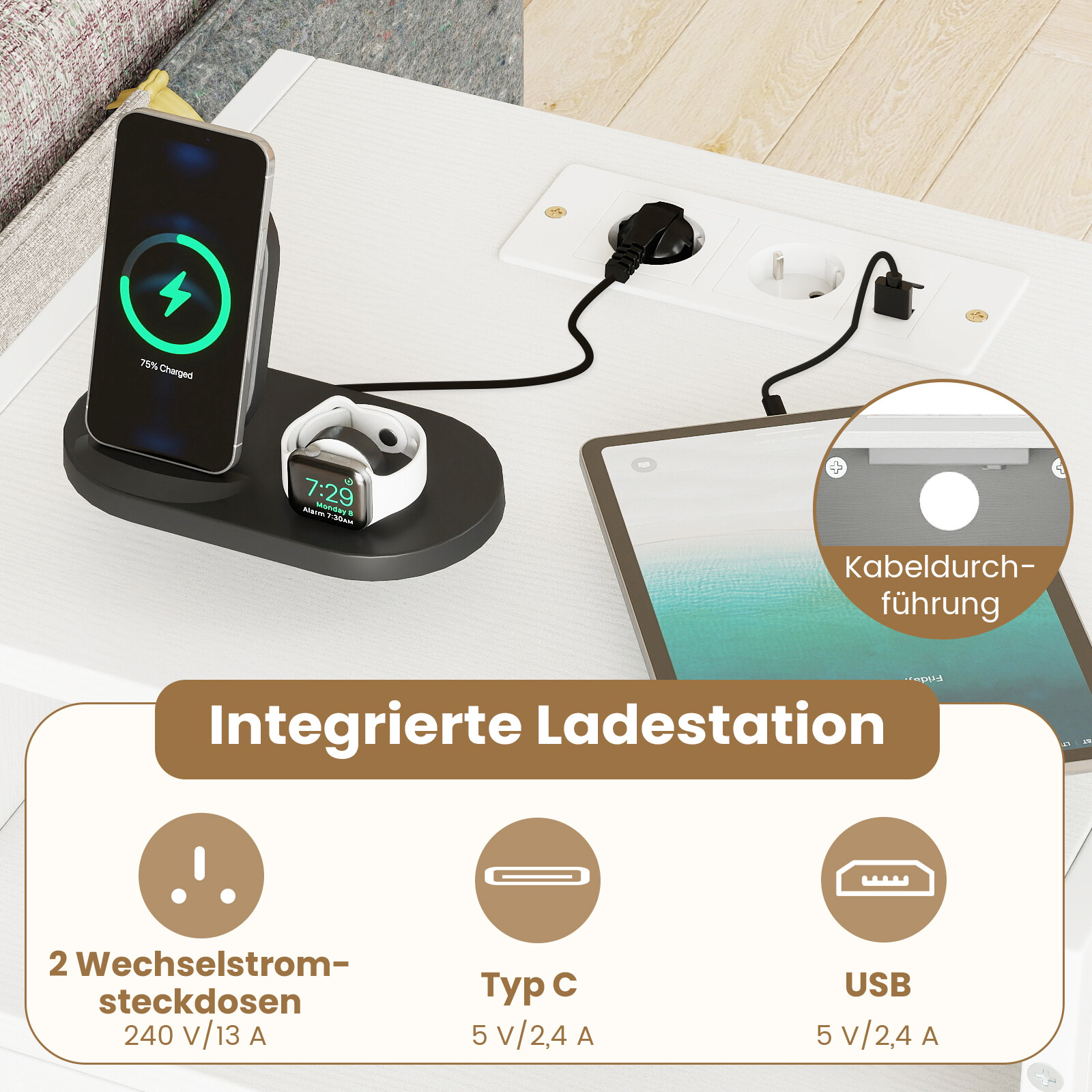 Öökapp 2tk tööstuslik valge laadimisjaamaga