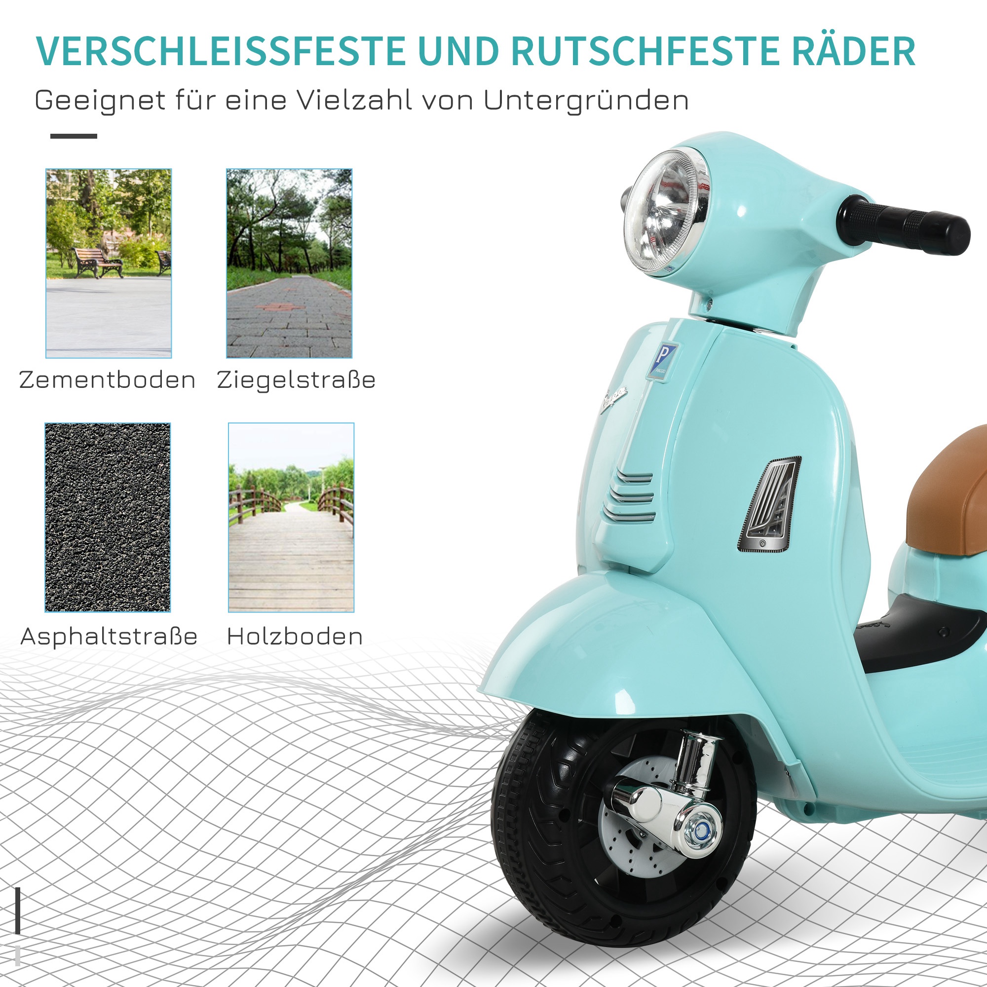 Elektriline laste mootorratas VESPA, roheline, 66,5 x 38 x 52 cm