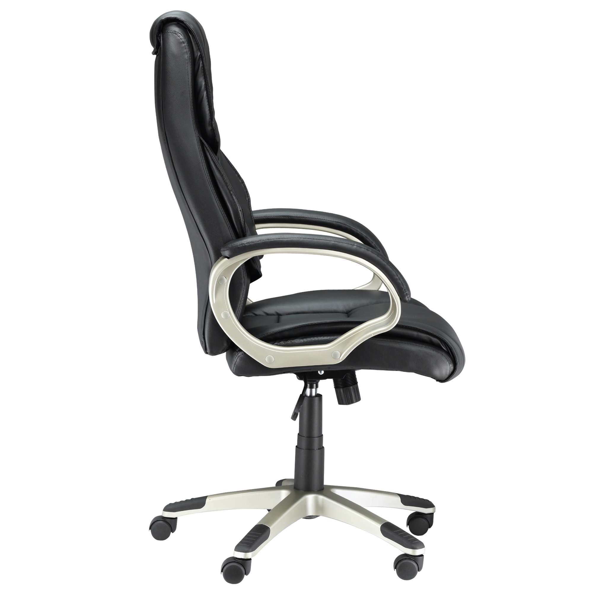 Kontoritool kiigufunktsiooniga, must, PU-nahk, 70 x 58 x 114-124 cm