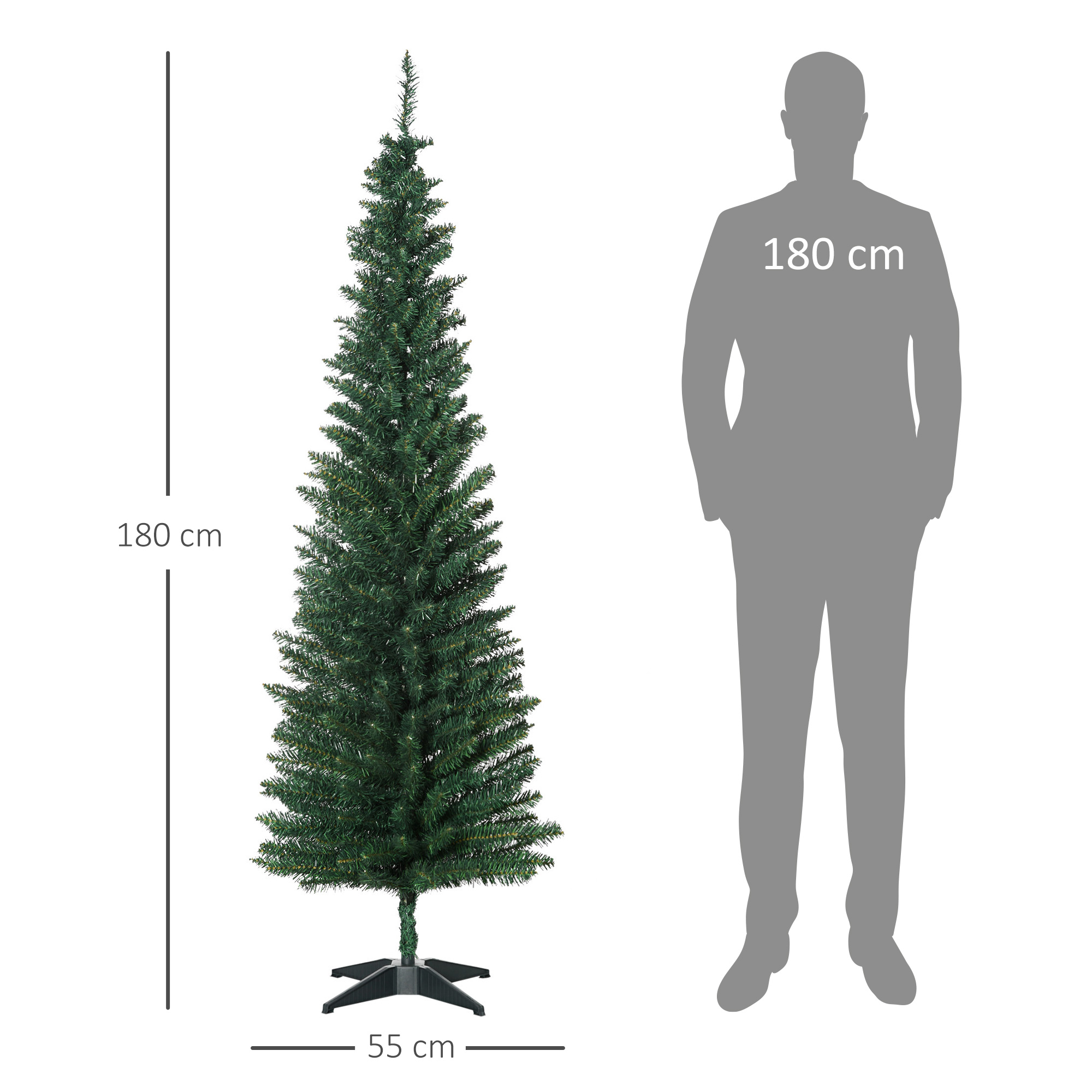 180 cm kunstkuusk 390 oksatipu ja metalljalaga, roheline