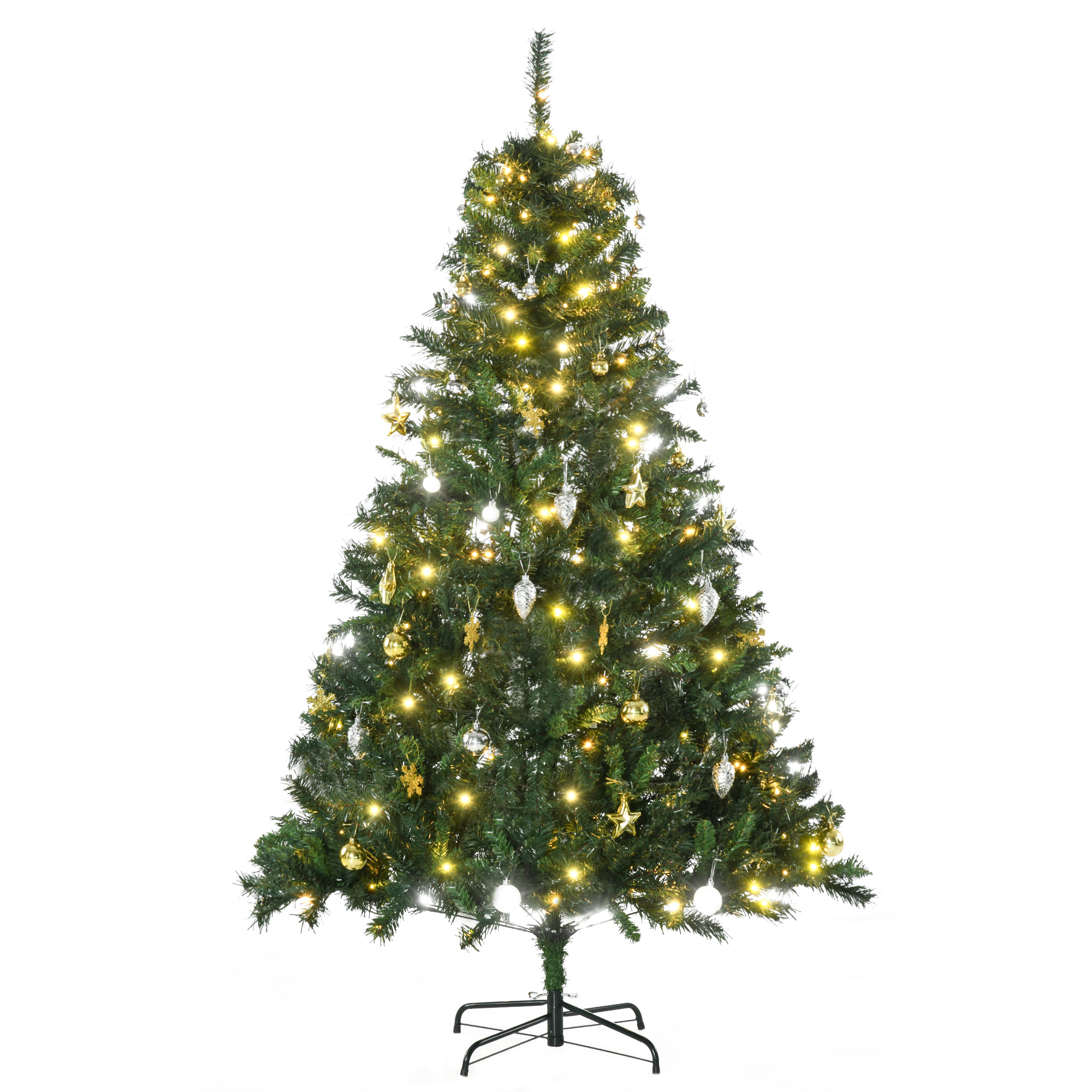 Kunstlik jõulupuu LED-valgustuse ja kuulidega, 180 cm, roheline