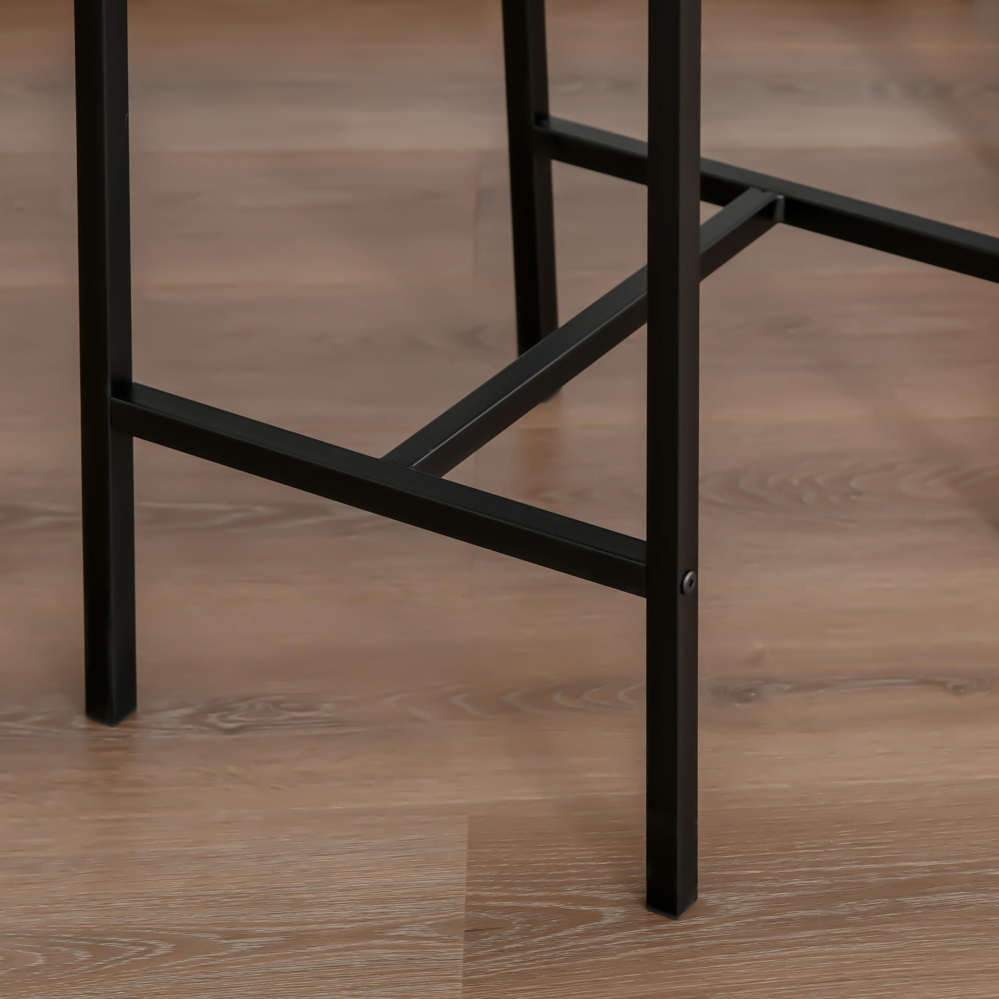 Baarilaua komplekt, 3-osaline, naturaalne, must, MDF ja metall, 89 x 45 x 87 cm