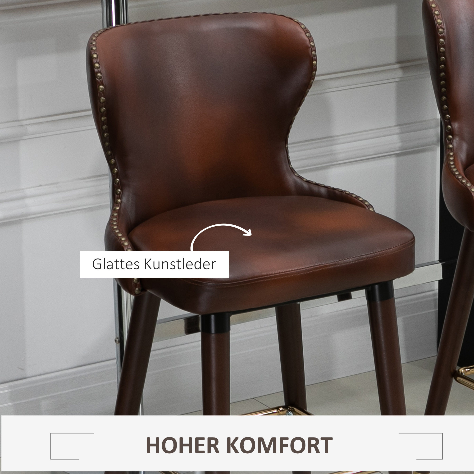 Kahe pruuni seljatoega baaripuki komplekt, istmekõrgus 71 cm
