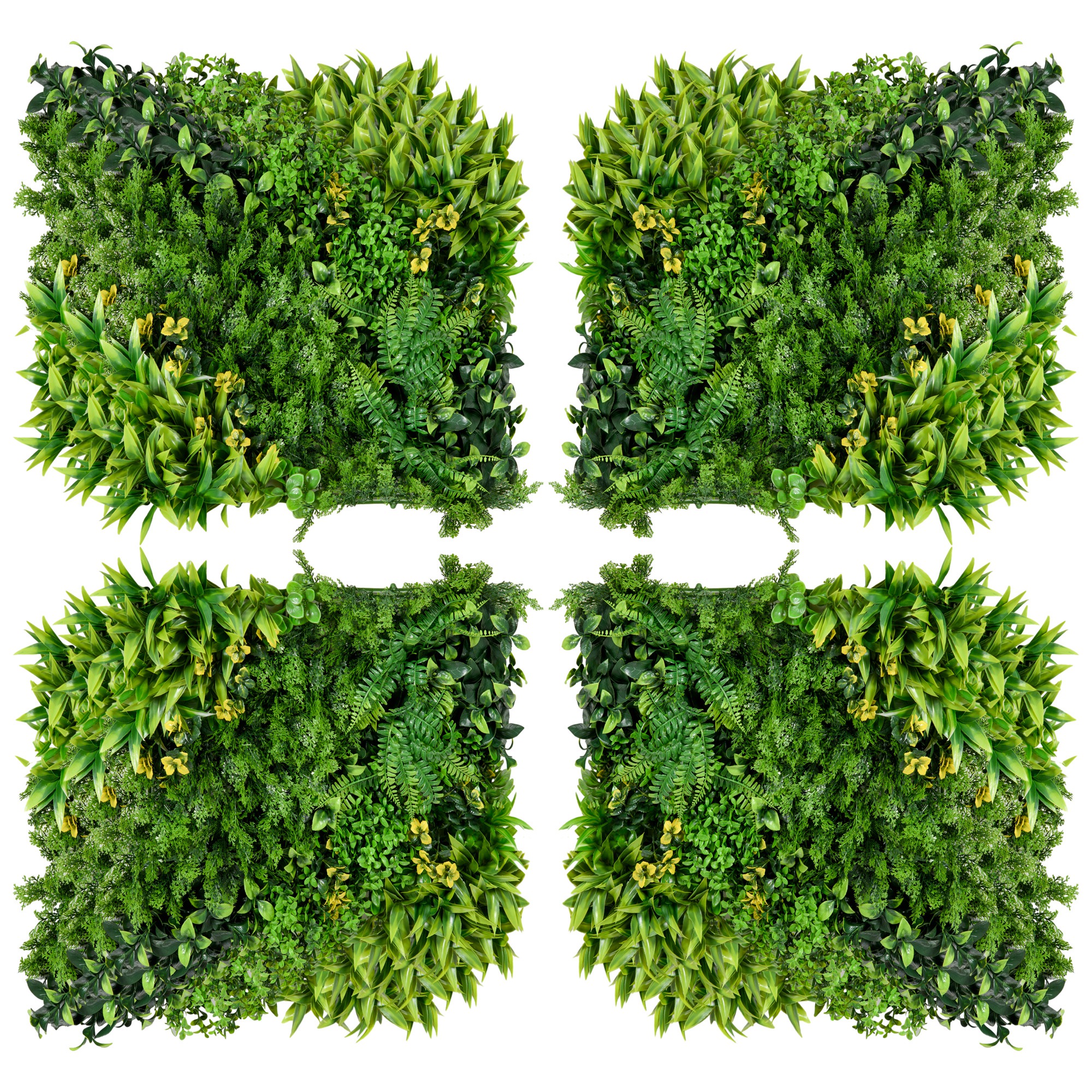 12-osaline kunsthekk seinapaneelide komplekt, 50 x 50 cm, roheline / kollane, PE-plast