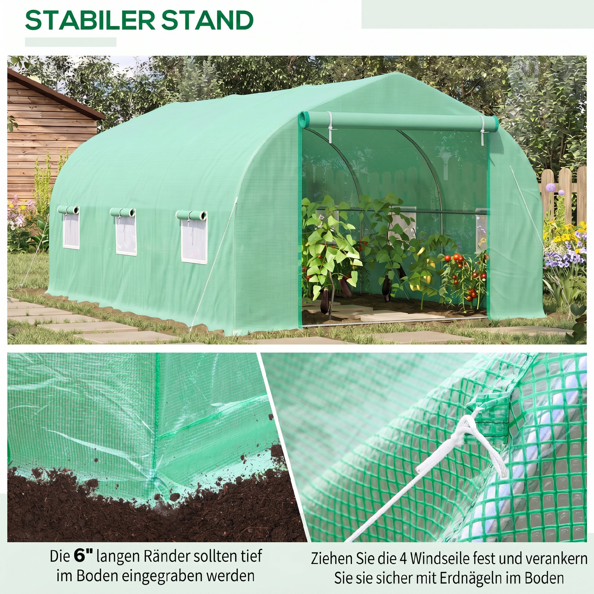 Kilekasvuhoone, 450 x 300 x 205 cm, roheline