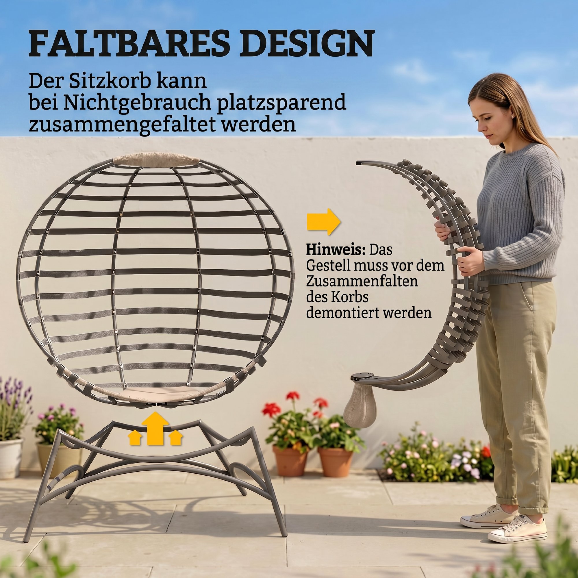 Papasan tool aeda, liivpruun, teras, 118 x 75 x 139 cm