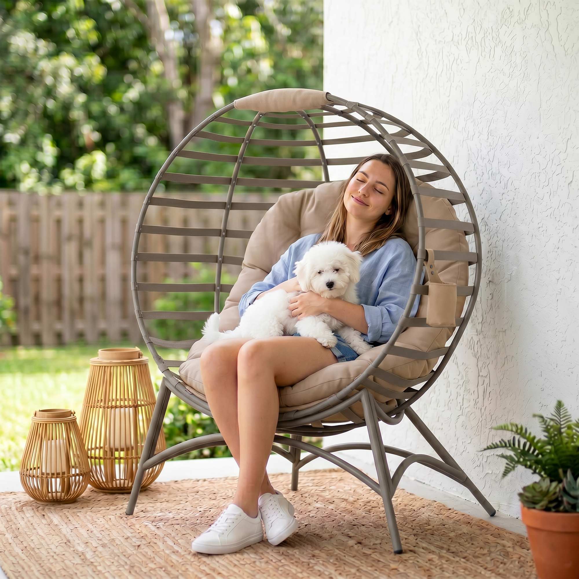 Papasan tool aeda, liivpruun, teras, 118 x 75 x 139 cm