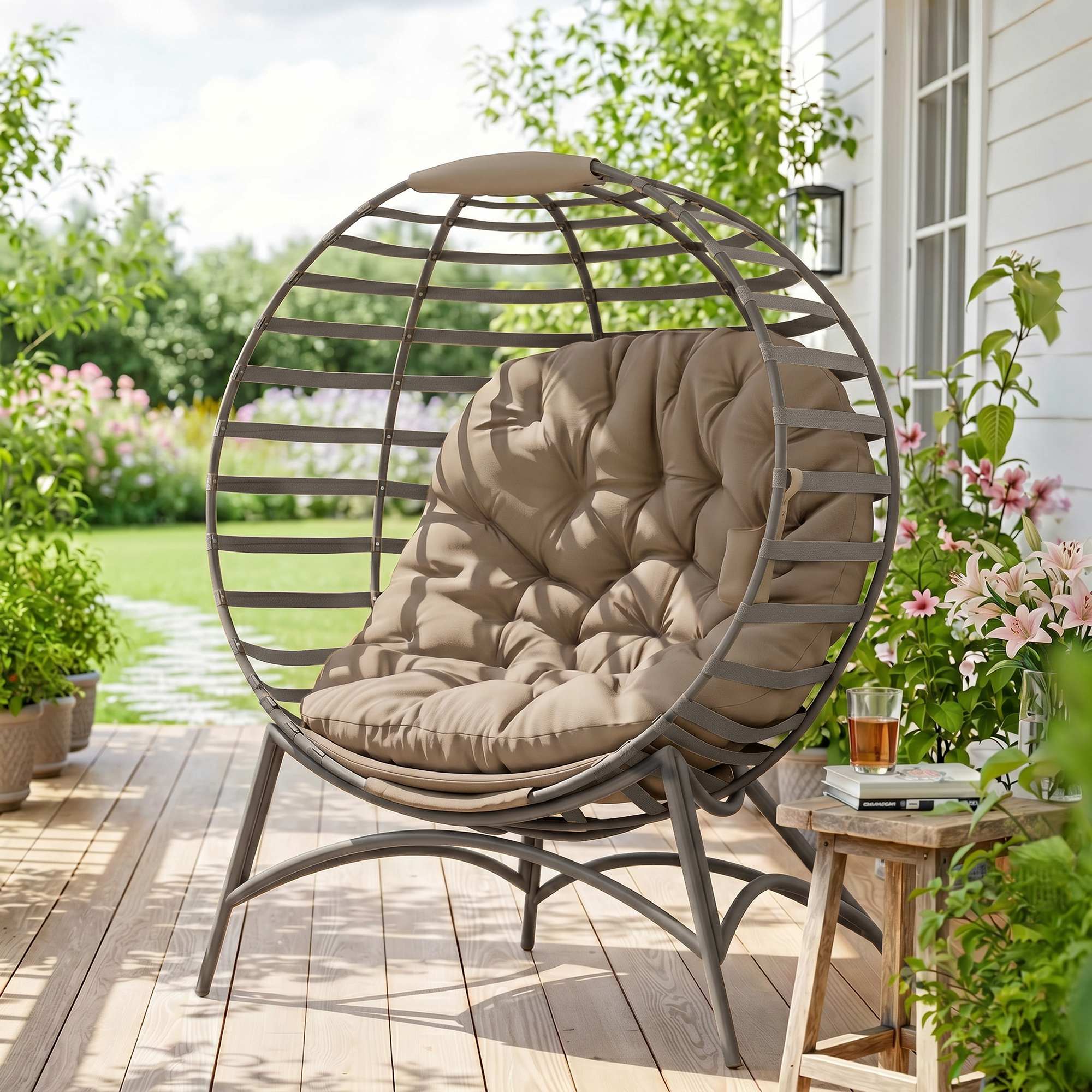 Papasan tool aeda, liivpruun, teras, 118 x 75 x 139 cm