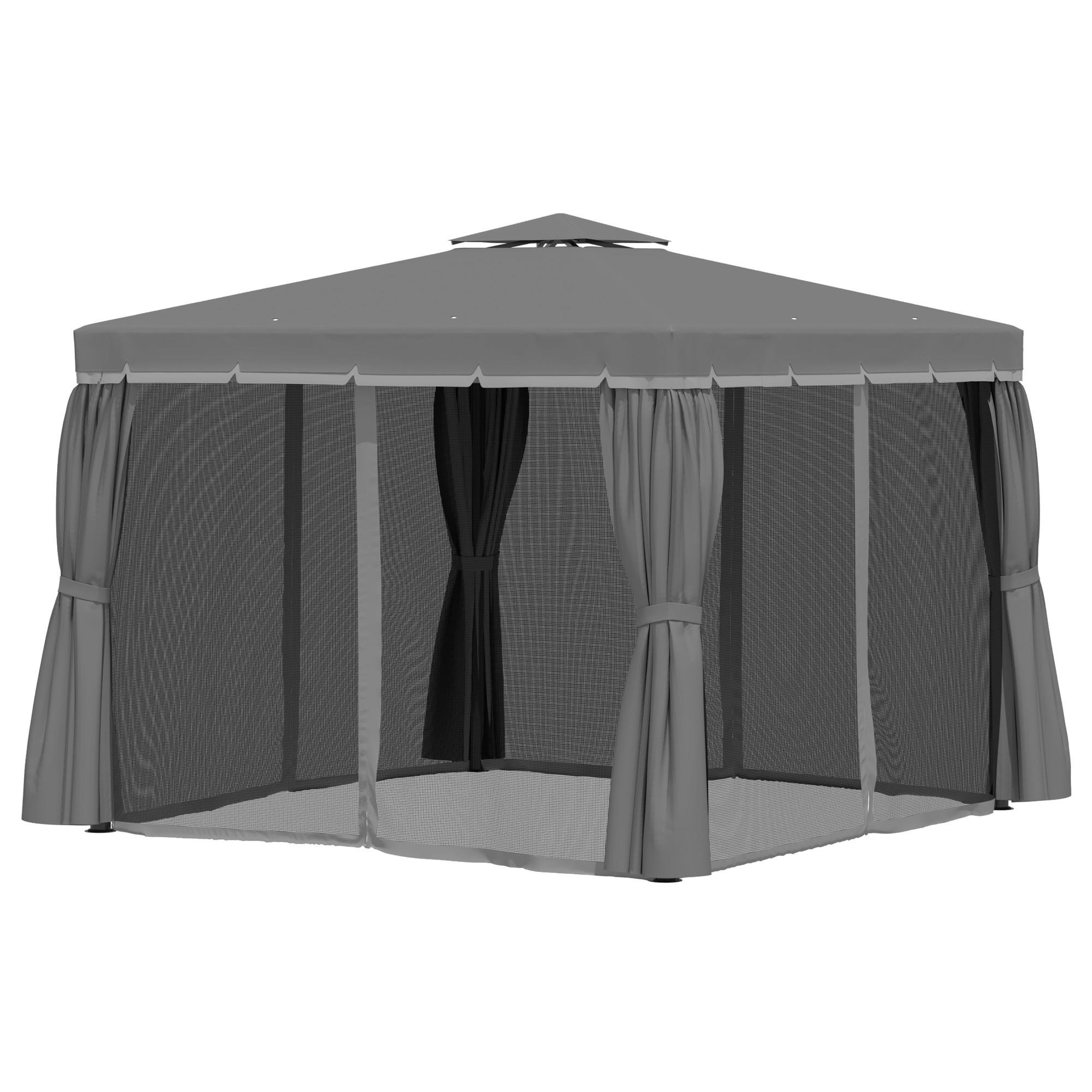 Paviljon 2,96 x 2,96 m, kahekordne katus, tumehall