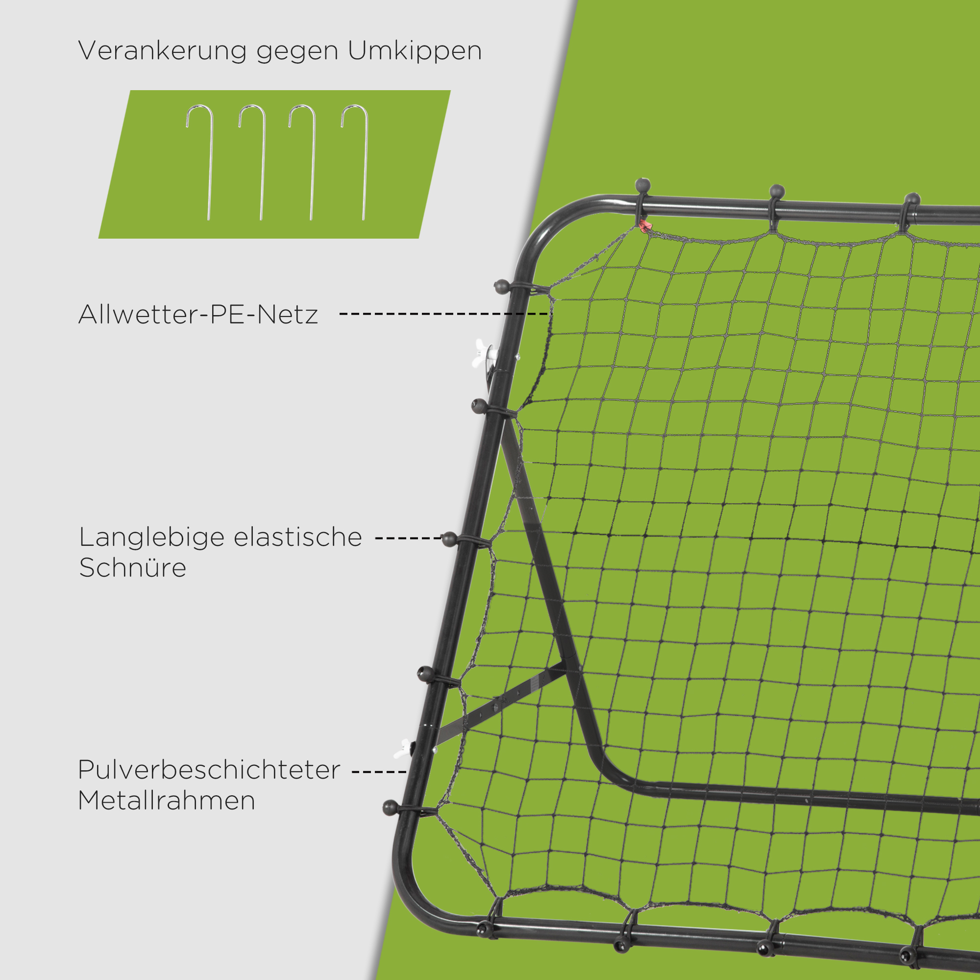 Jalgpalli rebounder, 84 x 84 cm, must