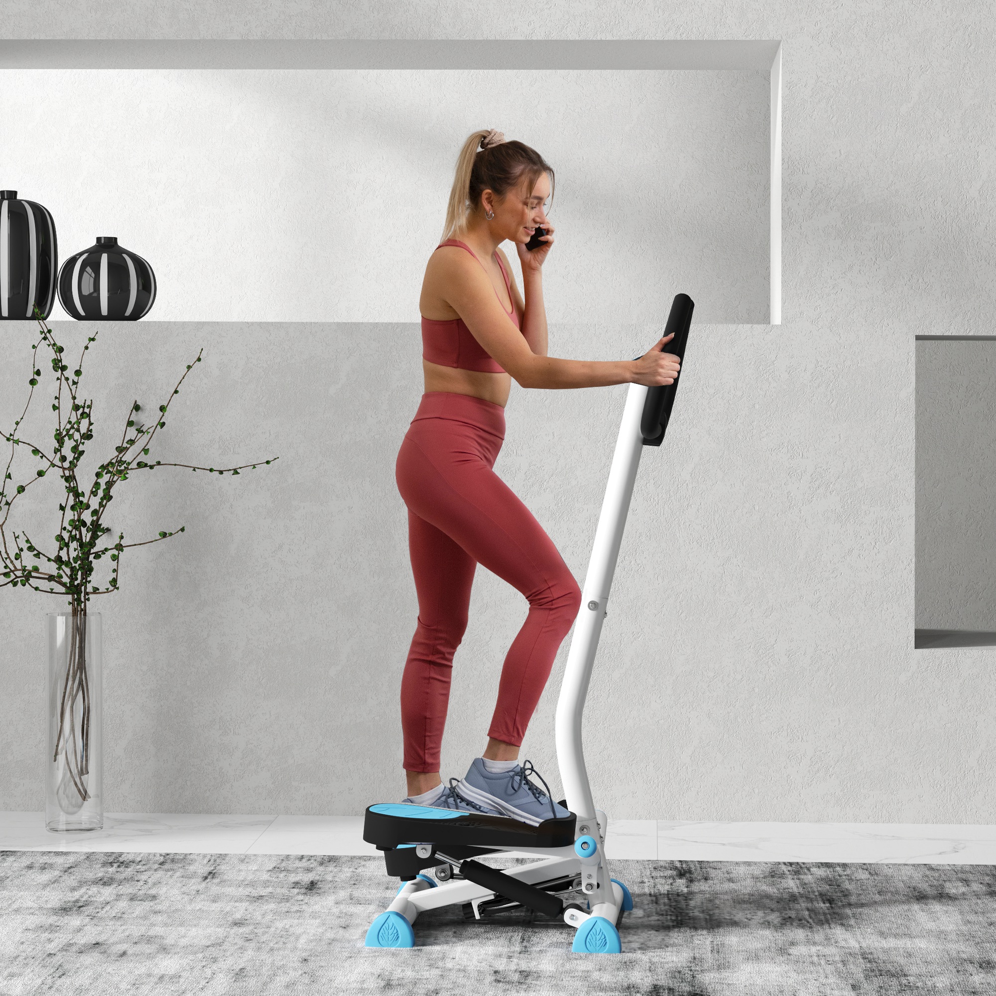 Stepper, LCD-monitoriga, sinine / must, teras ja ABS, 55 x 44 x 108 cm, kuni 100 kg