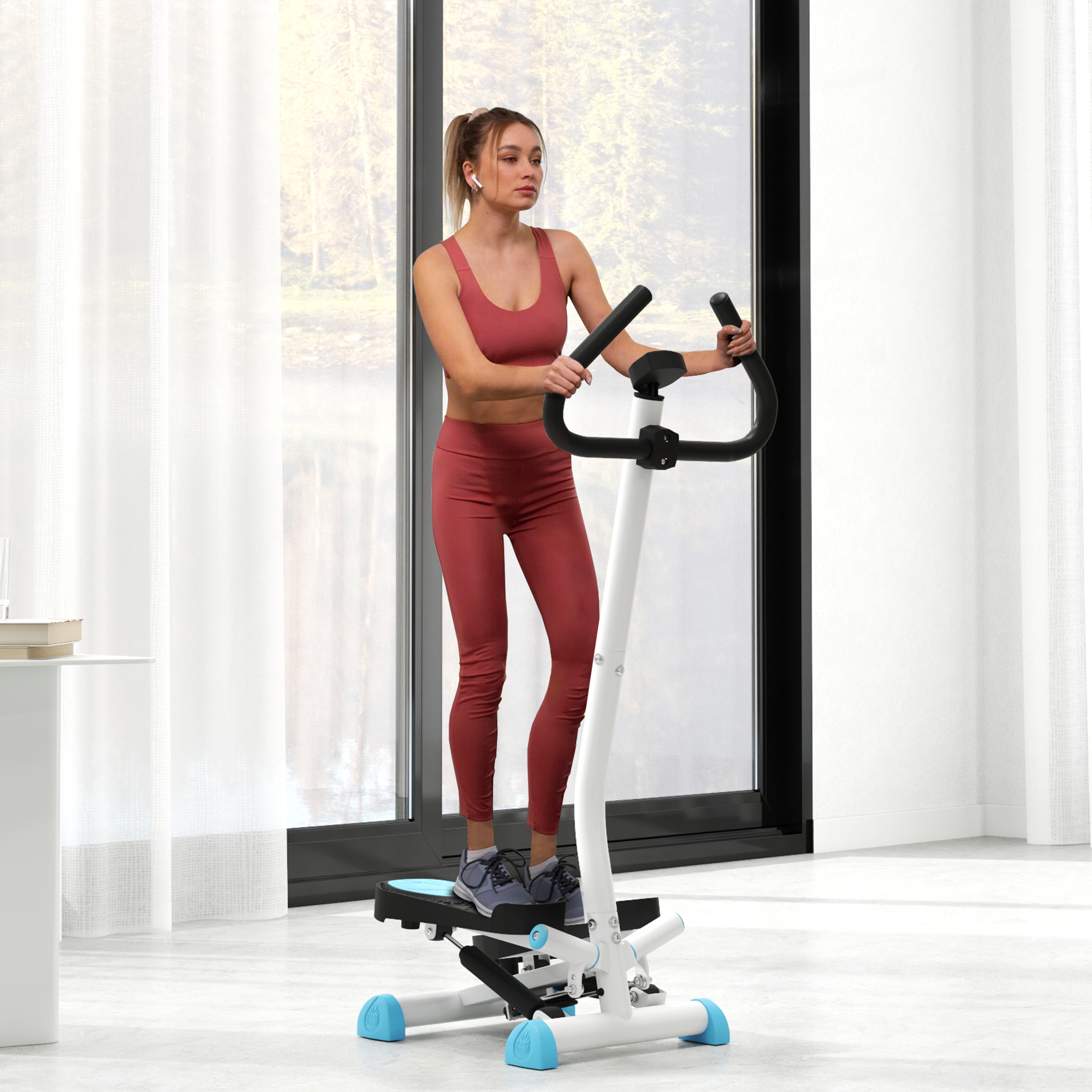 Stepper, LCD-monitoriga, sinine / must, teras ja ABS, 55 x 44 x 108 cm, kuni 100 kg