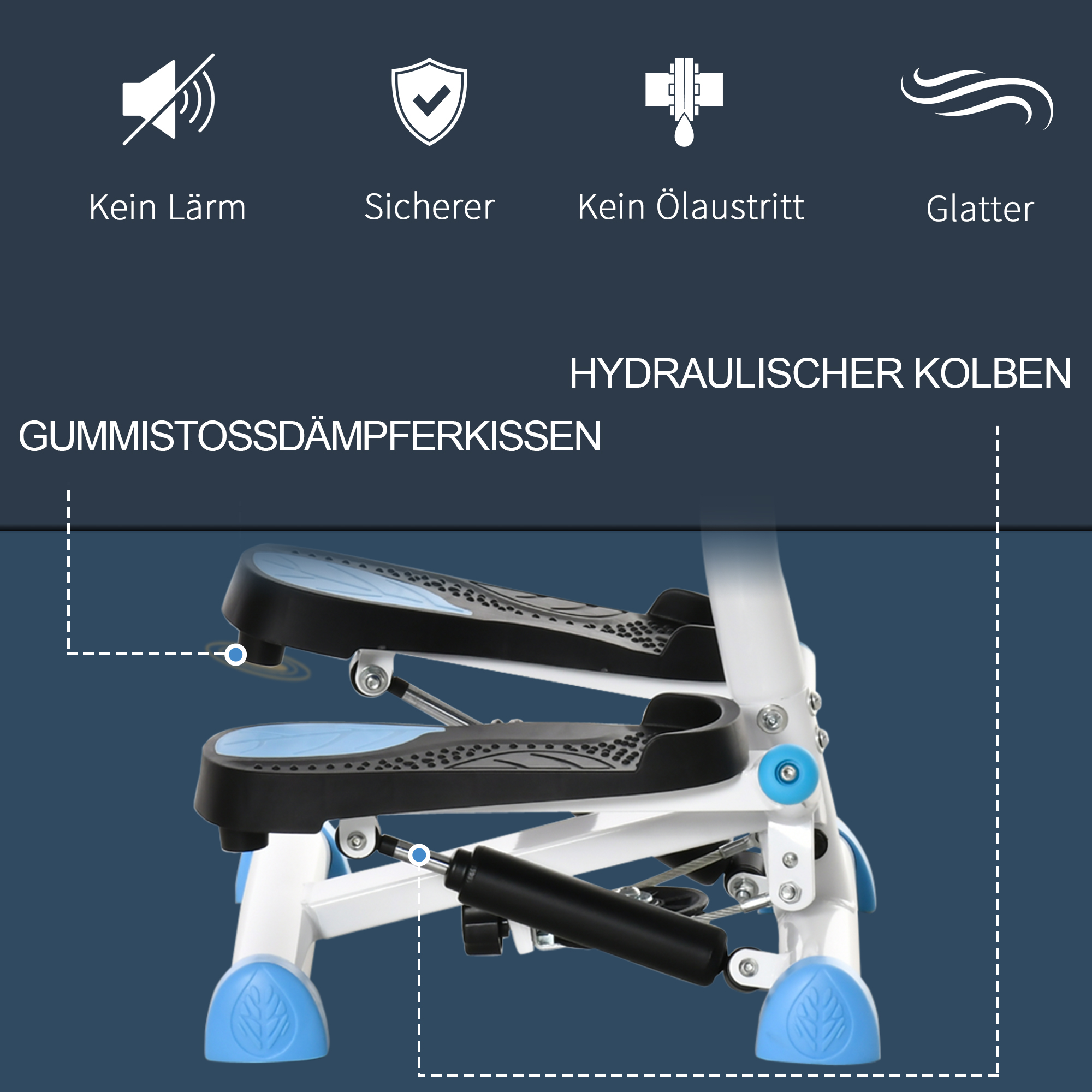 Stepper, LCD-monitoriga, sinine / must, teras ja ABS, 55 x 44 x 108 cm, kuni 100 kg