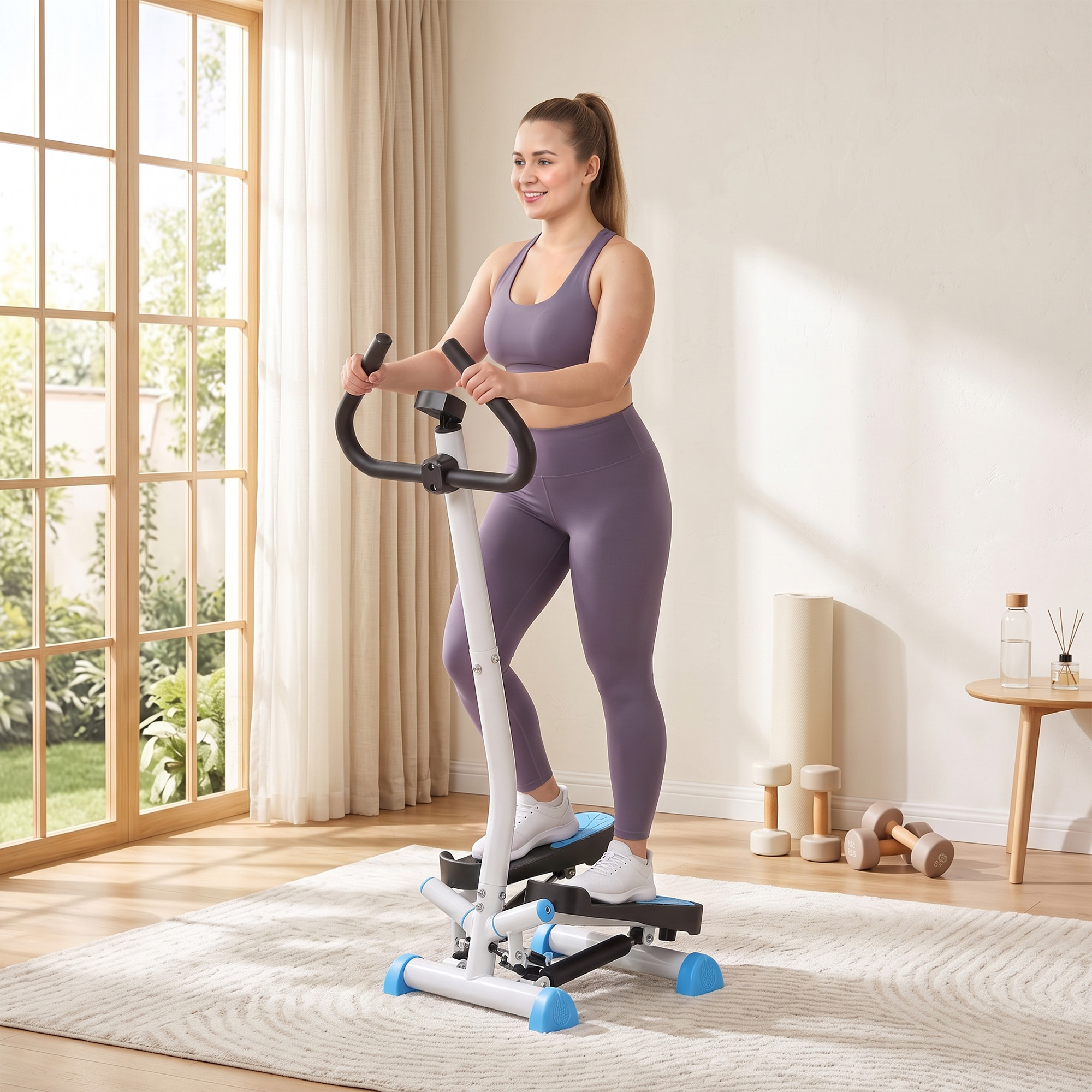 Stepper, LCD-monitoriga, sinine / must, teras ja ABS, 55 x 44 x 108 cm, kuni 100 kg
