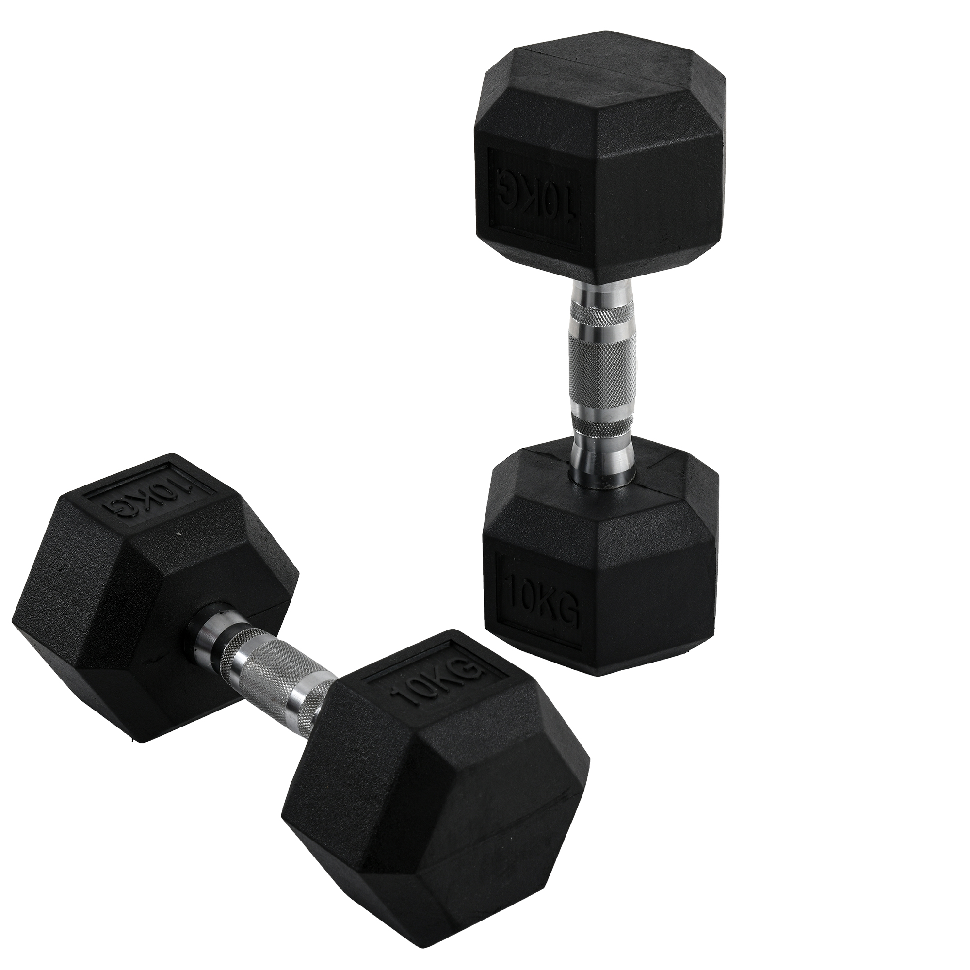 Heks hantlite komplekt, 2 tk, 2 x 10 kg, must, metall ja kumm