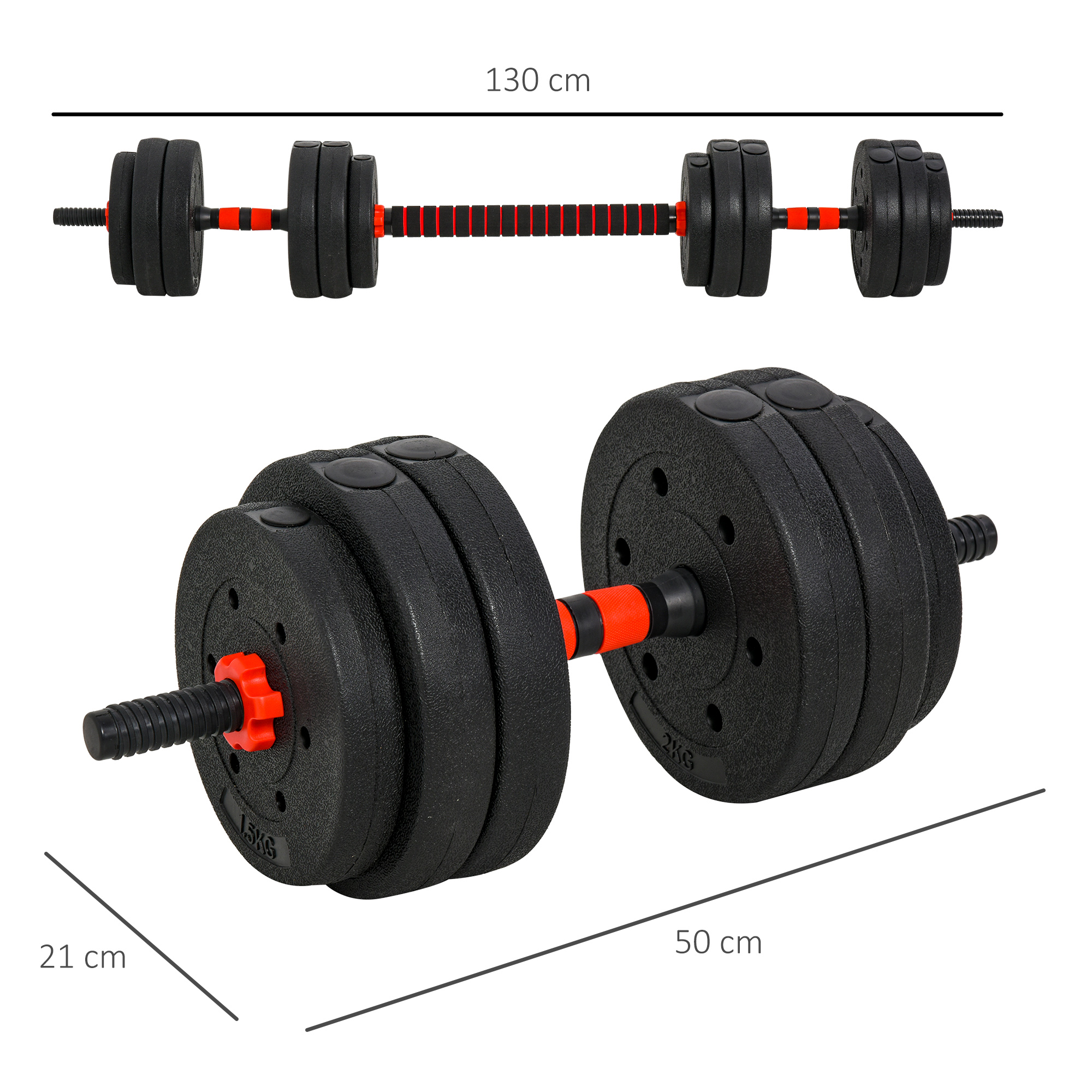 Reguleeritav kaks-ühes hantli- ja kangikomplekt kuni 25 kg, 12 ketast