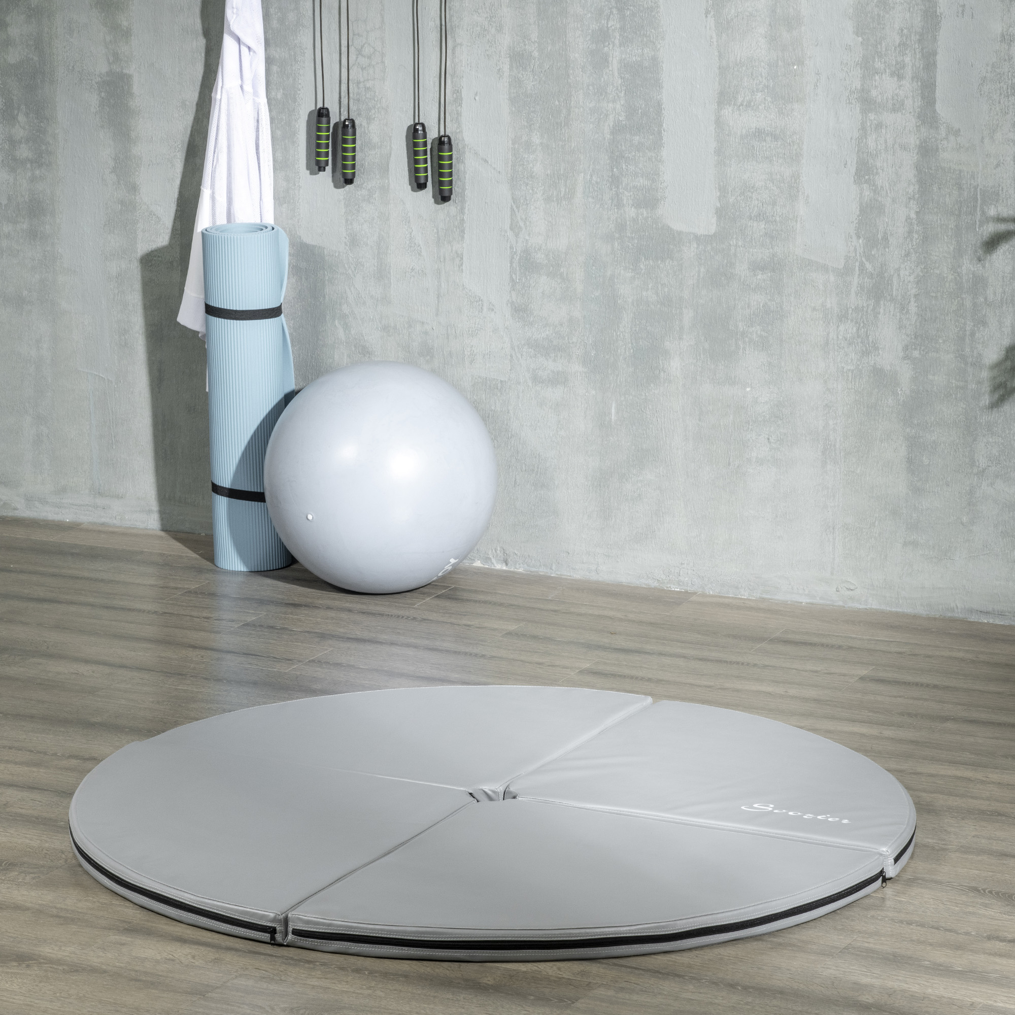 Pole dance’i matt, 5 cm paksune, helehall, Ø 150 cm