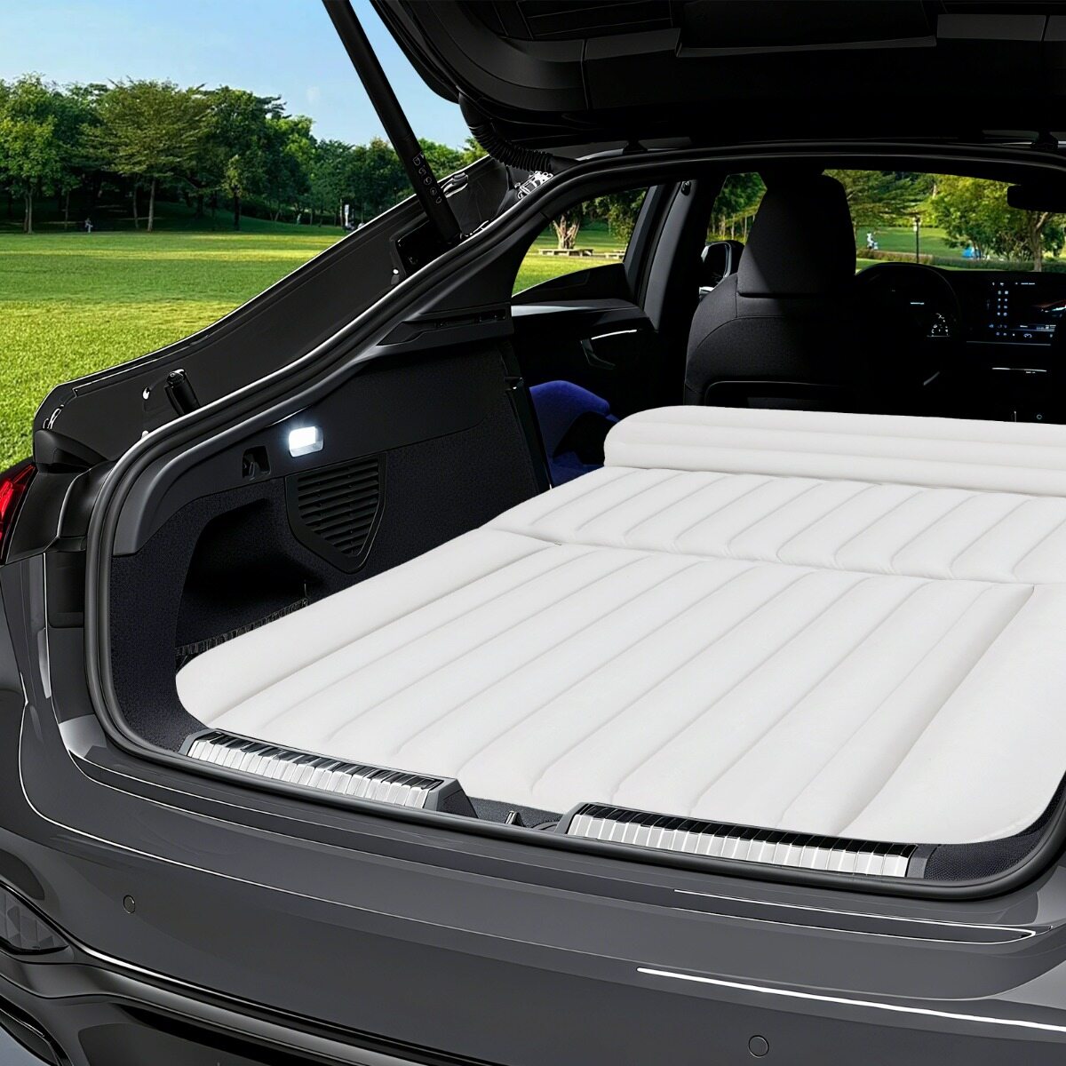Kahepoolse voodiga õhkmadrats valge