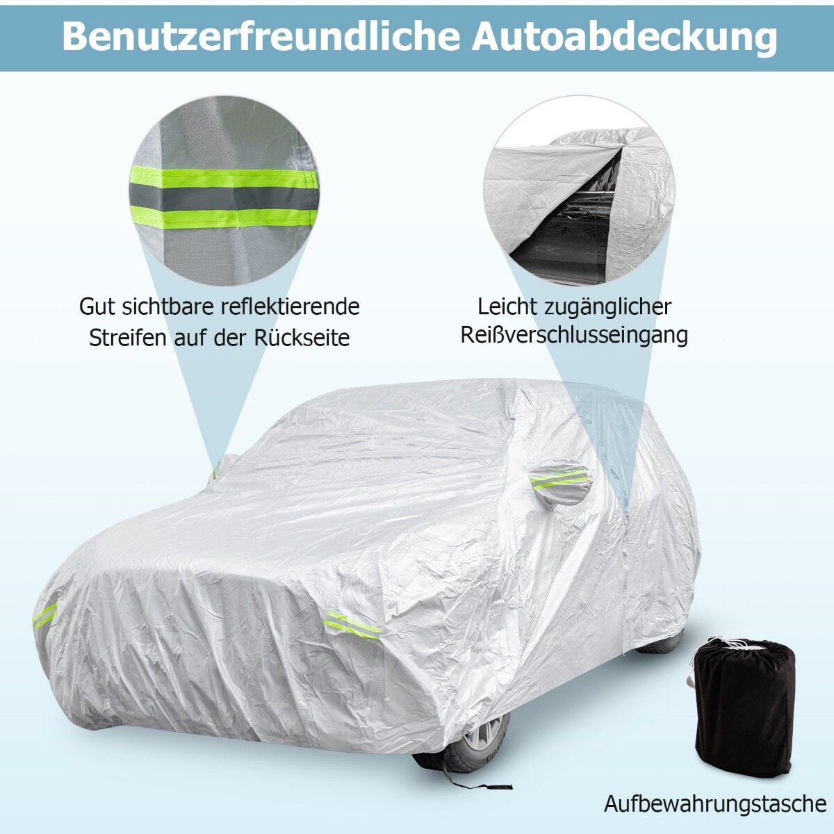 Veekindel auto kate lukuga 516x191x164 cm