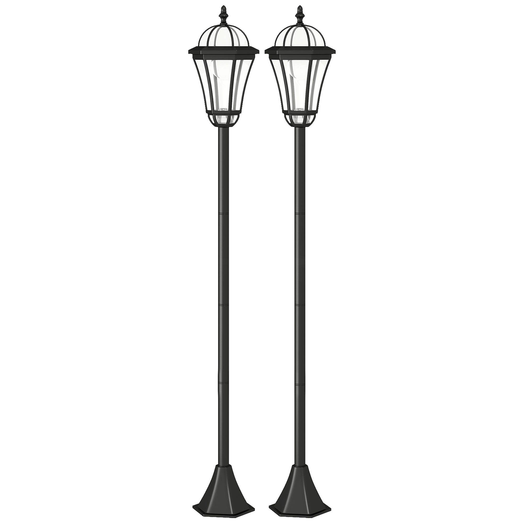 Päikesega aiavalgusti 2 tk komplekt, must, Ø 18,5 x H 129 cm
