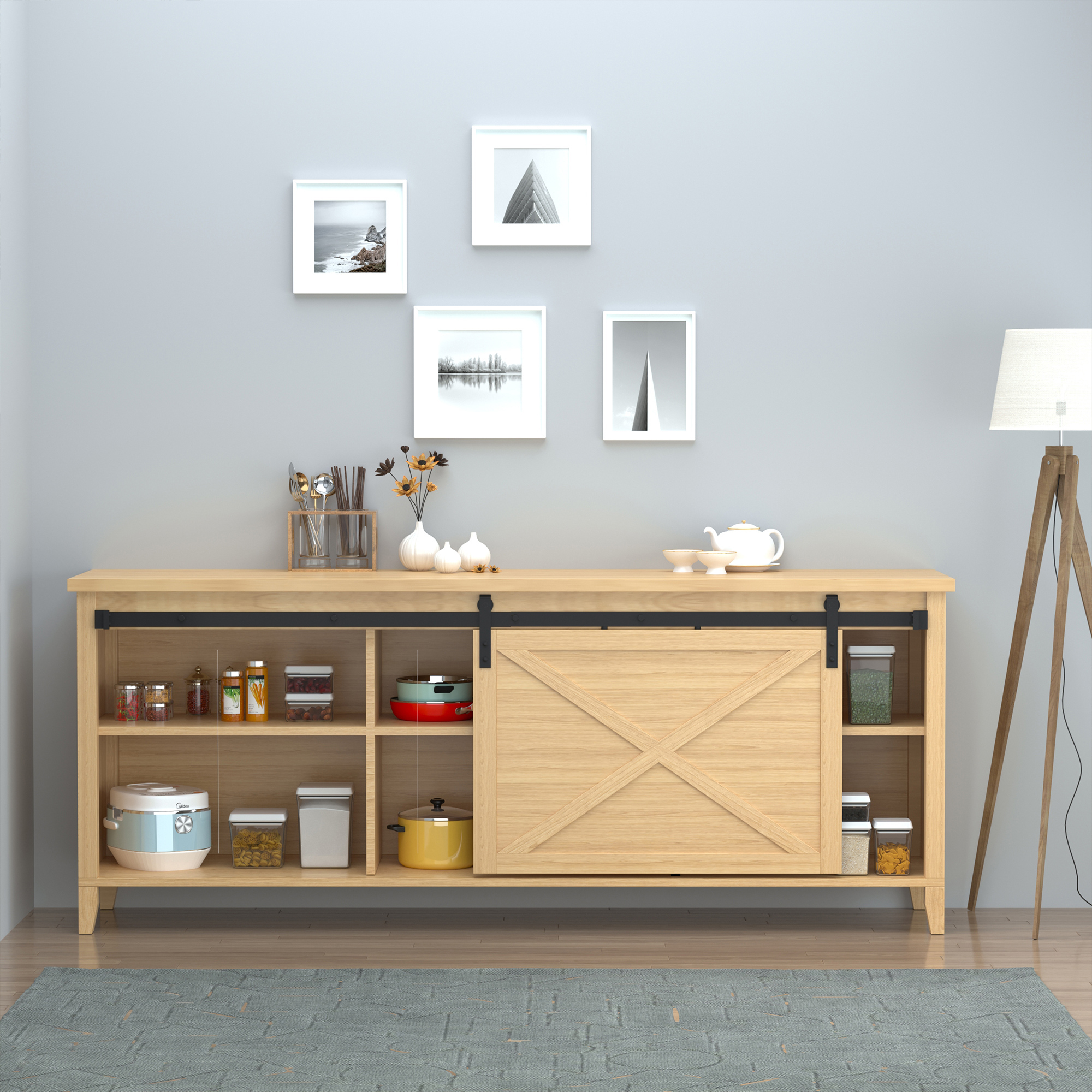 183 cm lükandukse furnituuri komplekt, must, süsinikteras